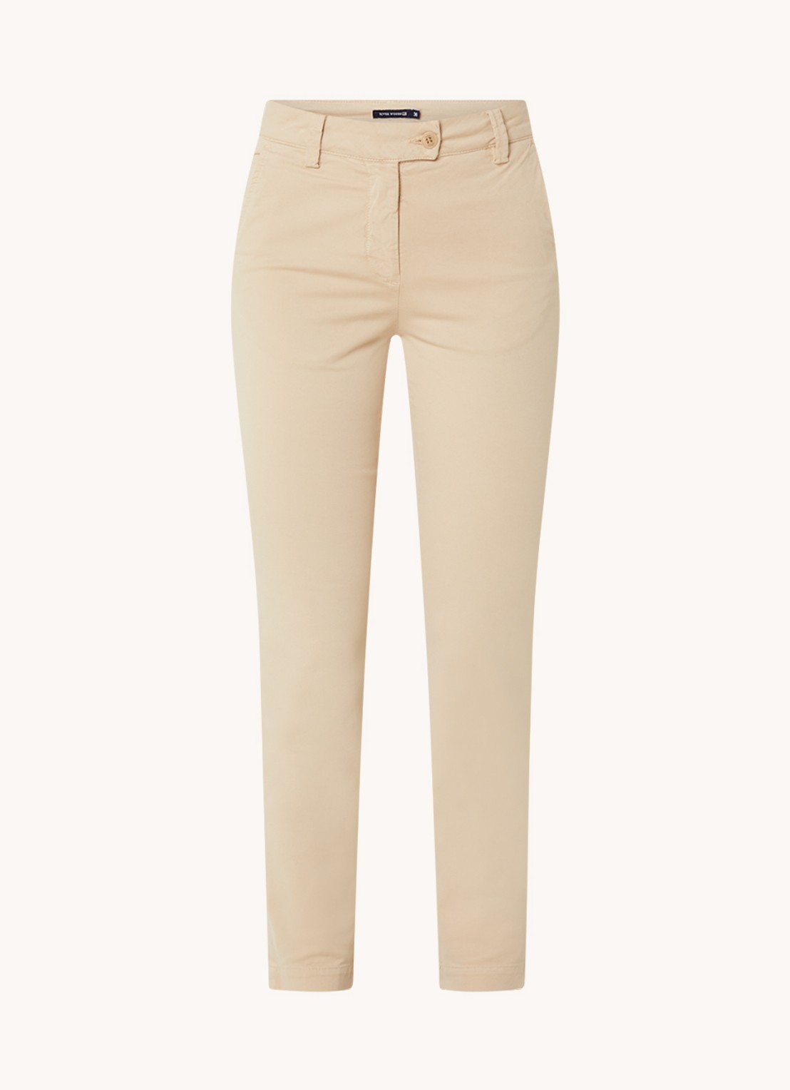 River Woods High waist tapered fit cropped chino met steekzakken - voorkant beige