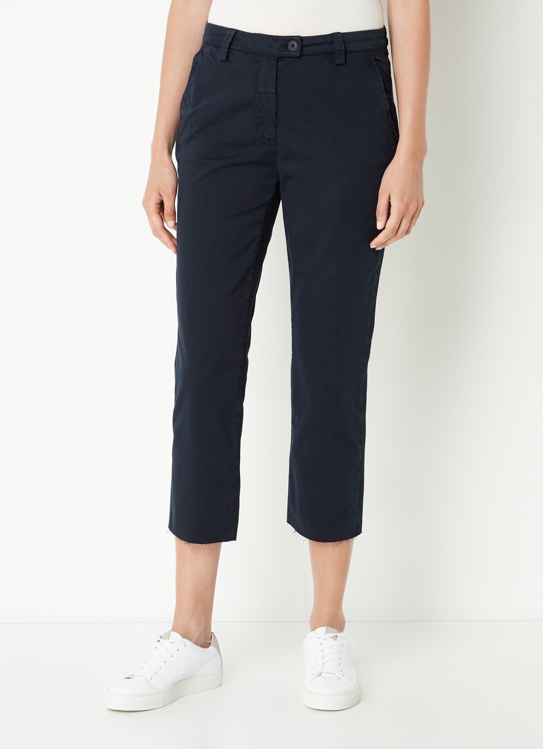 River Woods High waist tapered fit cropped chino met steekzakken - detail 4 blauw