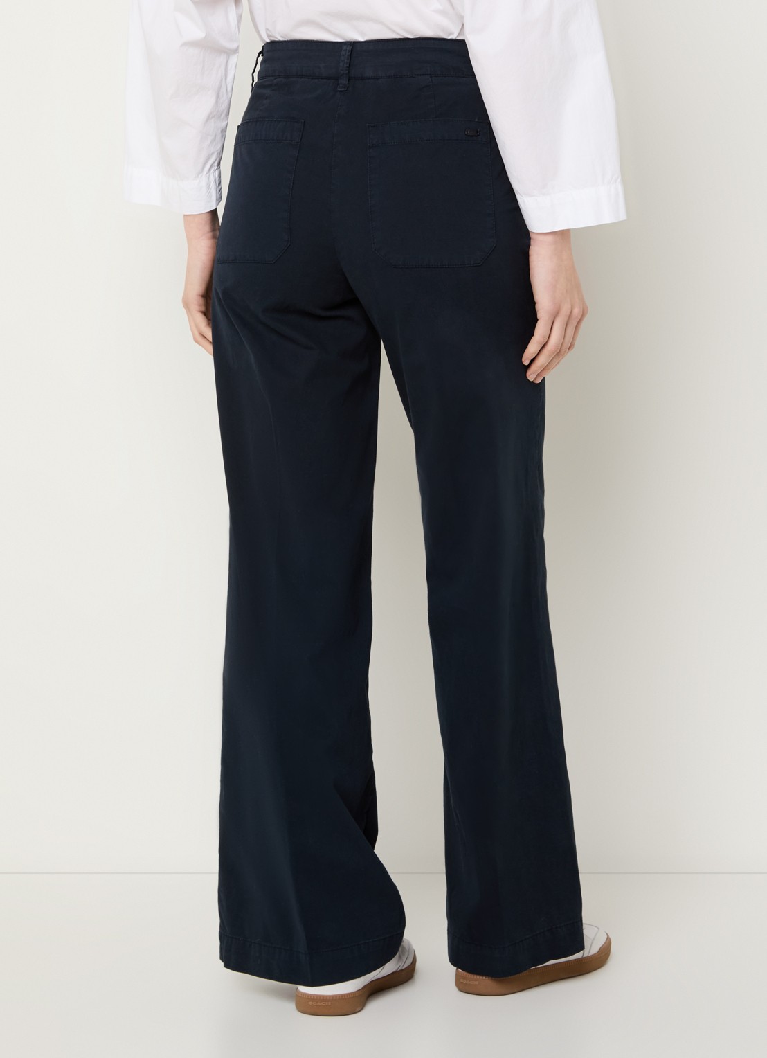 River Woods High waist wide fit broek met steekzakken - achterkant 2 donkerblauw