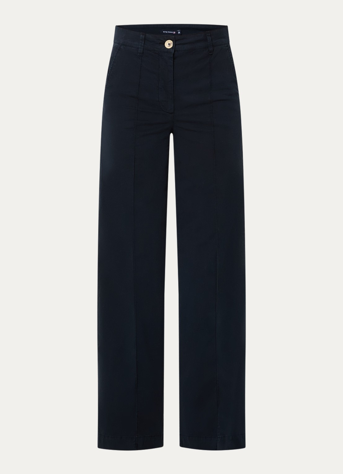 River Woods High waist wide fit broek met steekzakken - voorkant 3 donkerblauw