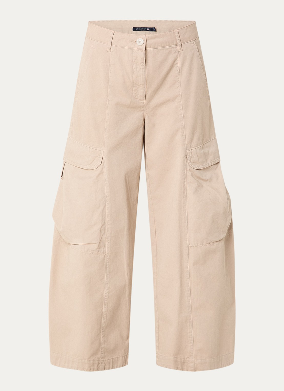 River Woods High waist wide fit cargobroek met klepzakken - voorkant 2 beige