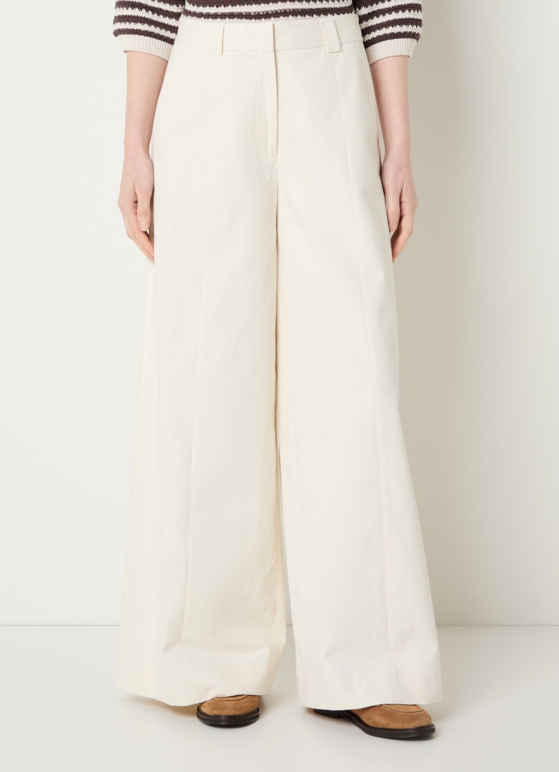 River Woods High waist wide fit palazzo broek met steekzakken - detail 4 gebroken wit