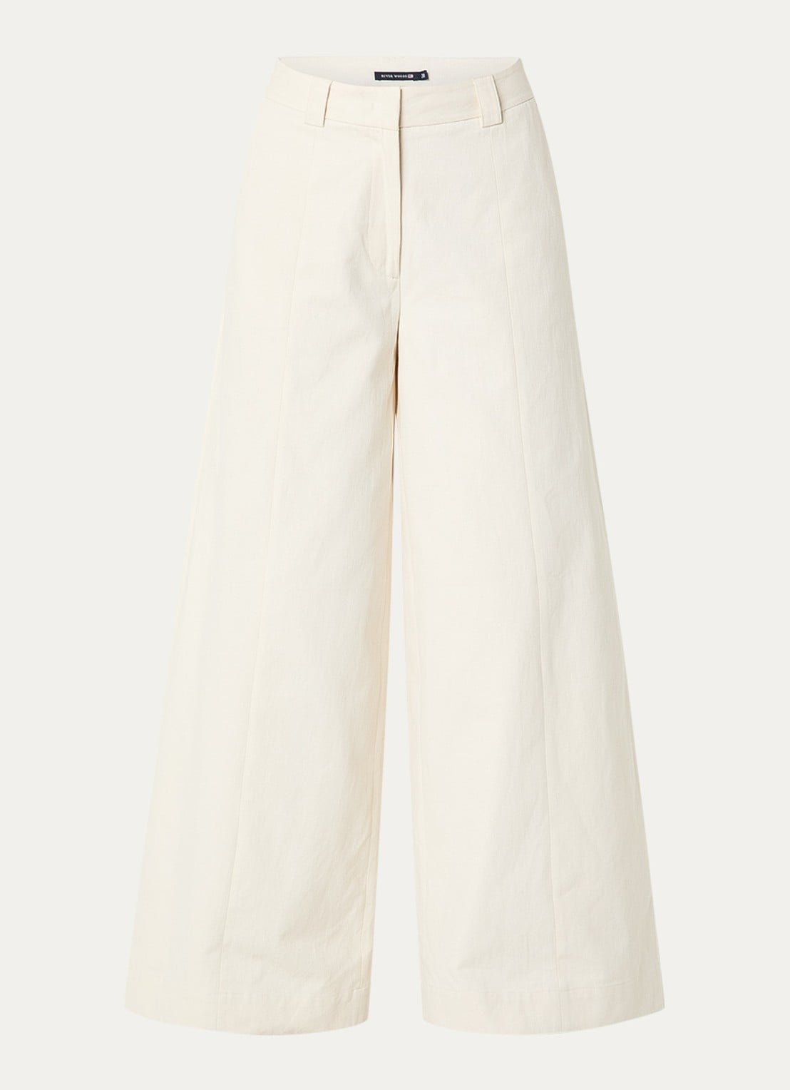 River Woods High waist wide fit palazzo broek met steekzakken - voorkant 2 gebroken wit