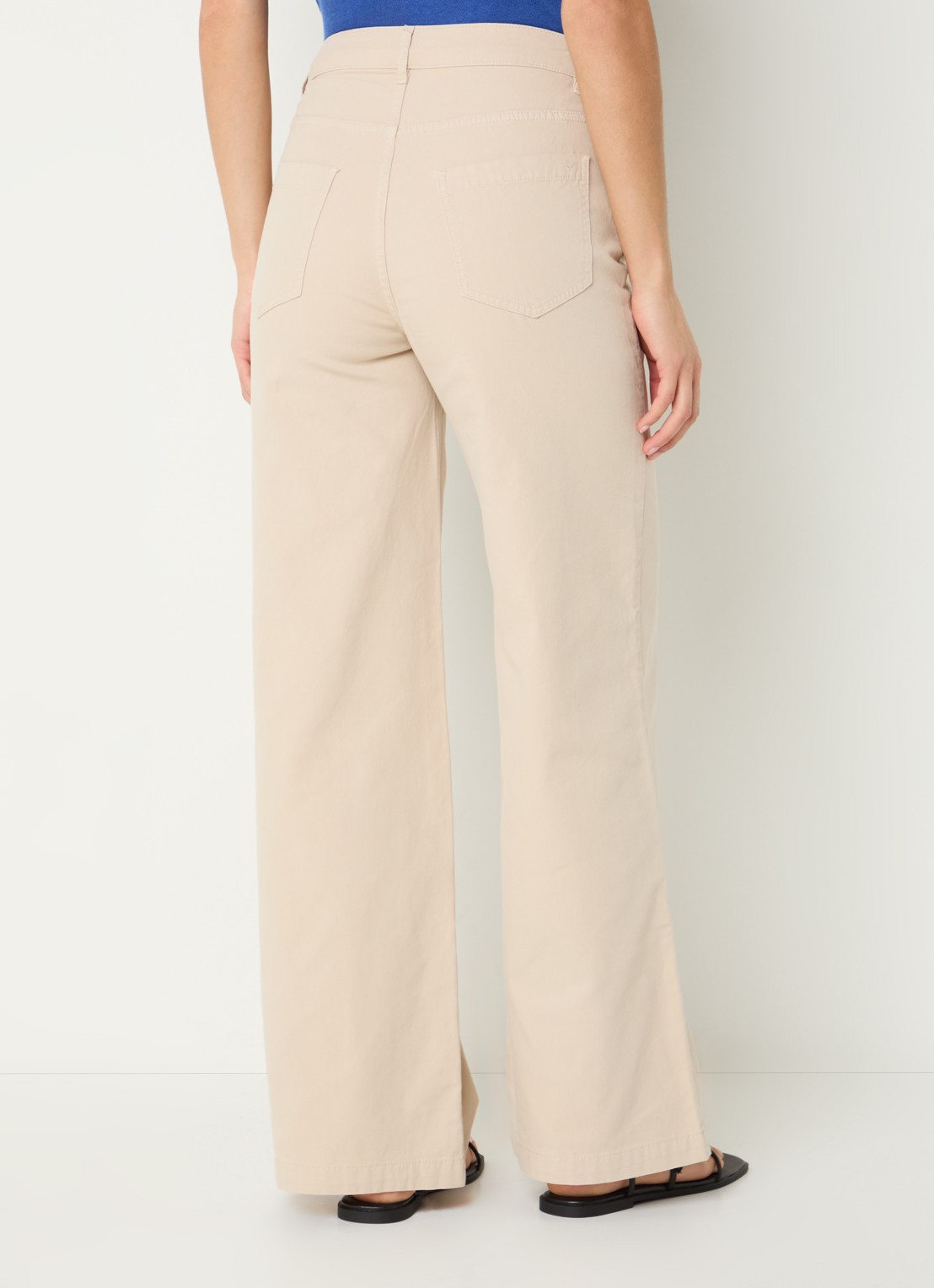 River Woods High waist wide fit pantalon met borduring - achterkant 5 beige