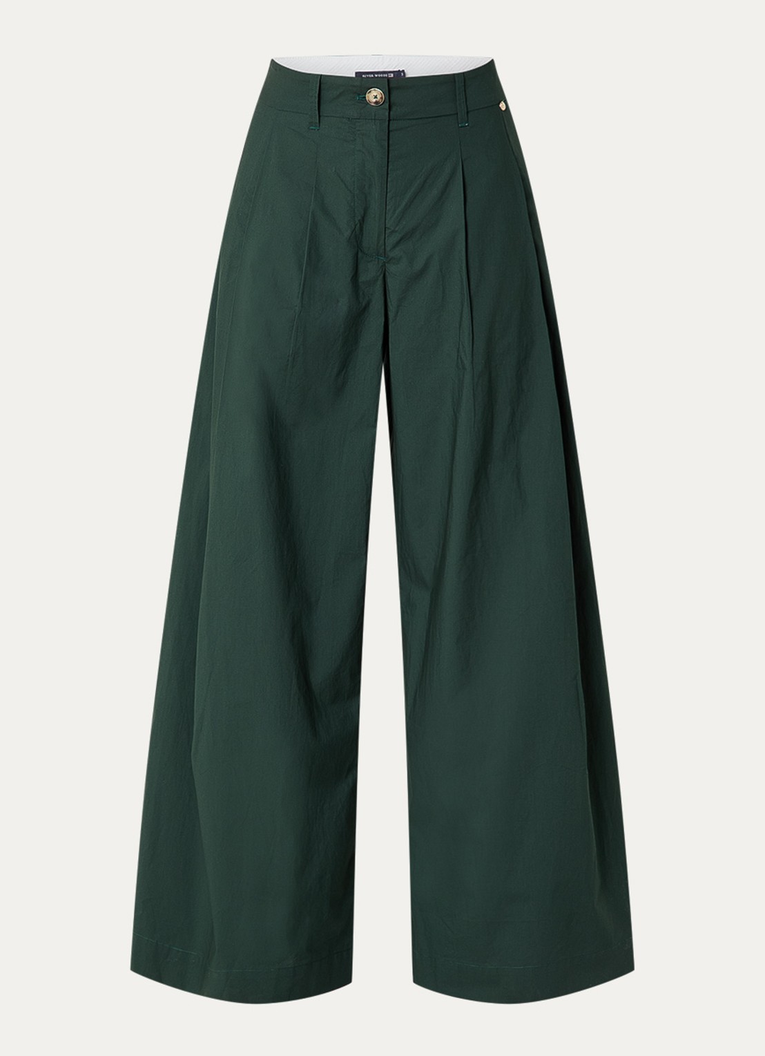 River Woods High waist wide fit pantalon met steekzakken - voorkant 2 donkergroen