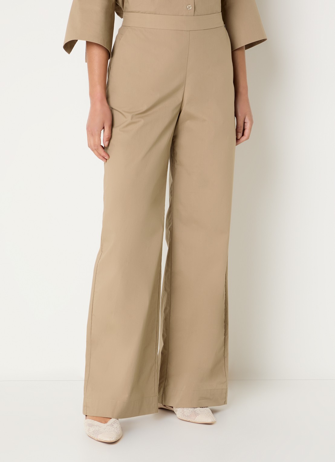 River Woods High waist wide fit pantalon met steekzakken - detail 3 camel