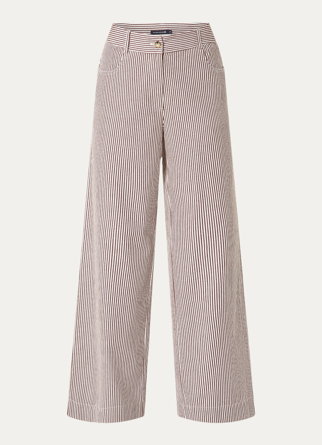 River Woods High waist wide fit pantalon met steekzakken - voorkant 3 bruin