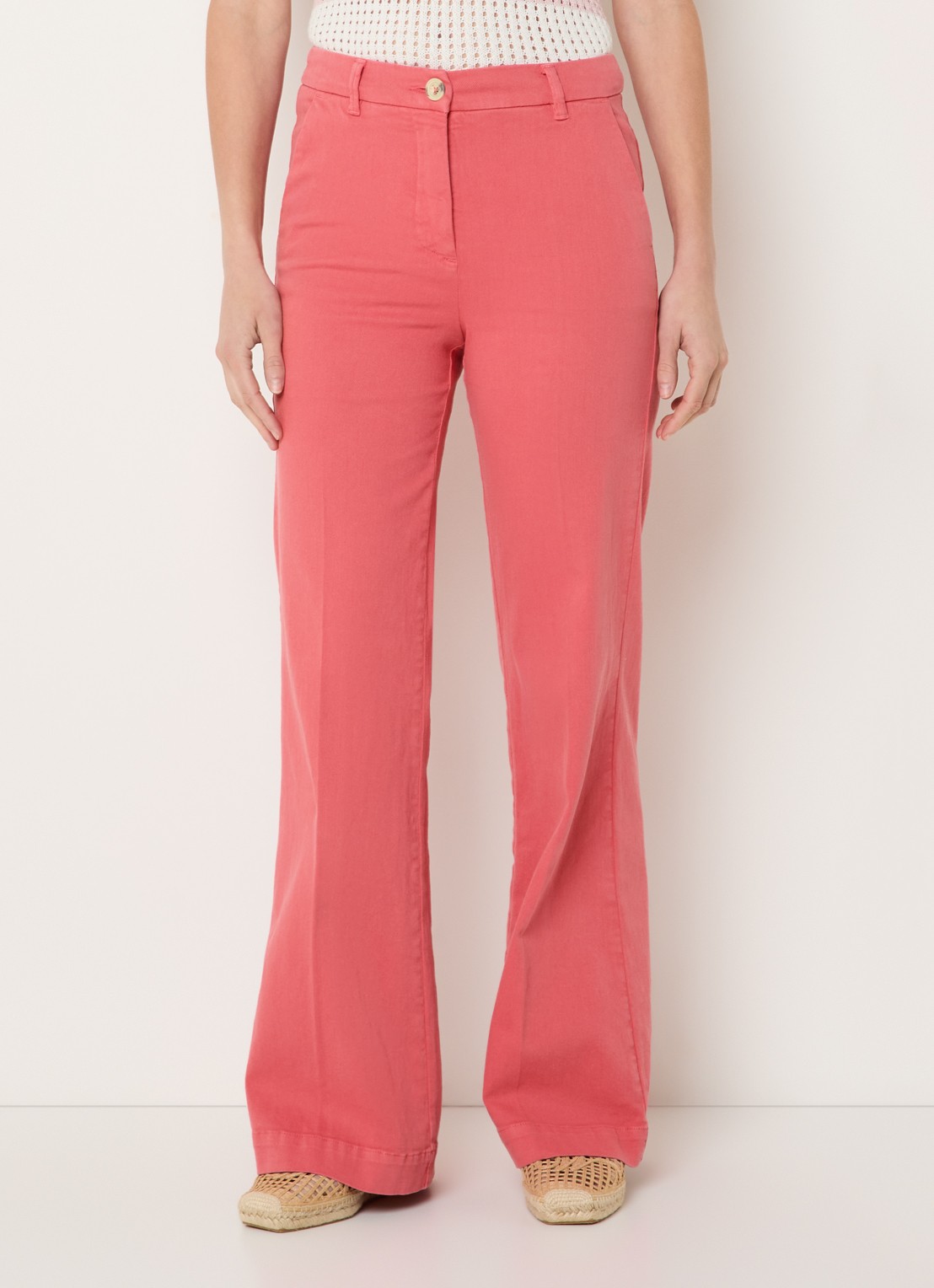 River Woods High waist wide leg broek met steekzakken - detail 2 cranberryrood