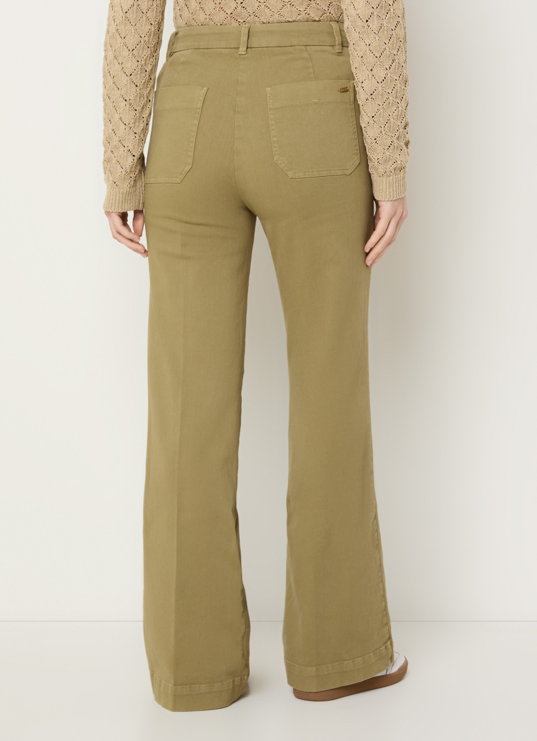 River Woods High waist wide leg broek met steekzakken - achterkant olijfgroen