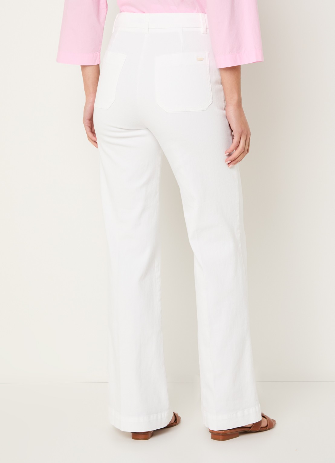 River Woods High waist wide leg broek met steekzakken - achterkant 4 gebroken wit