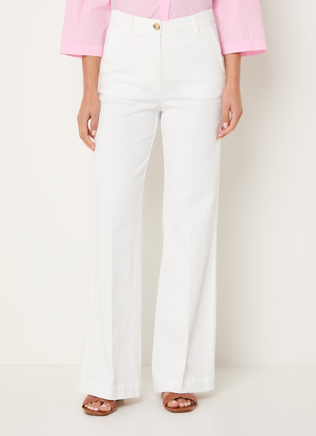 River Woods High waist wide leg broek met steekzakken - detail 3 gebroken wit