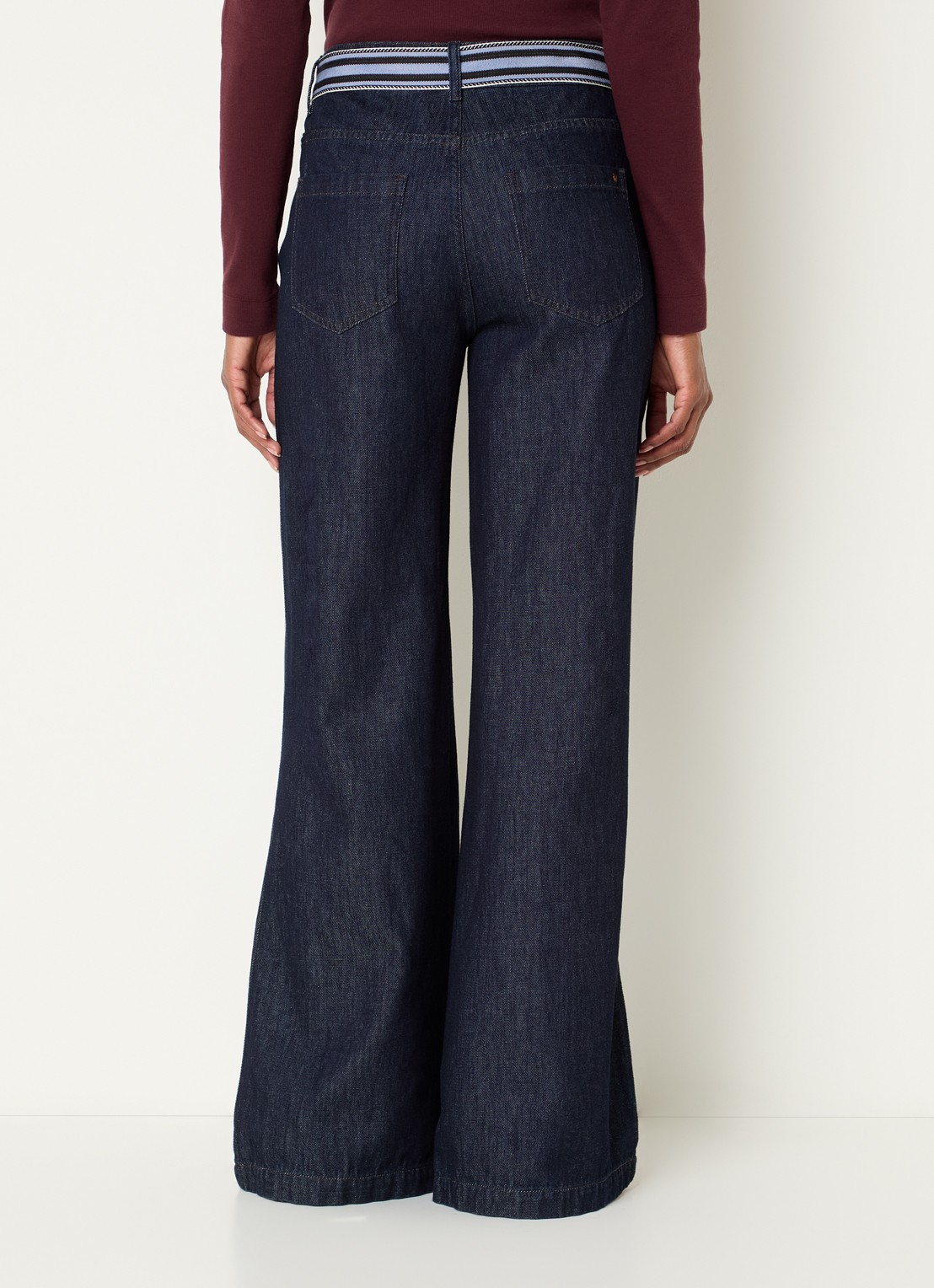 River Woods High waist wide leg jeans met donkere wassing - achterkant 3 indigo