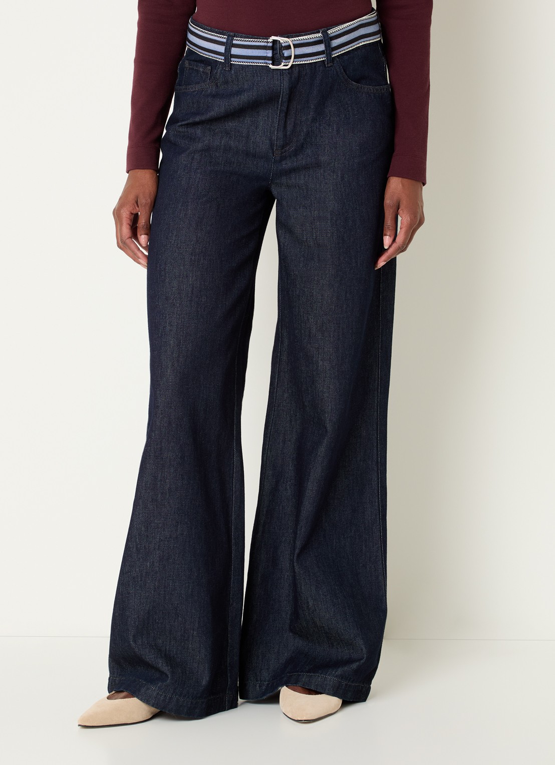 River Woods High waist wide leg jeans met donkere wassing - detail 4 indigo