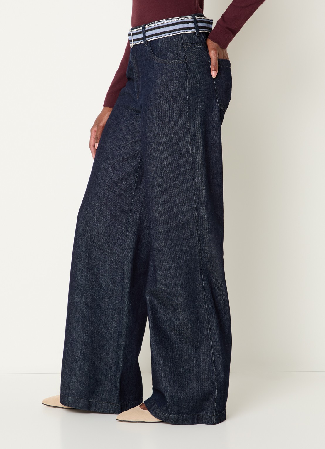 River Woods High waist wide leg jeans met donkere wassing - detail 5 indigo