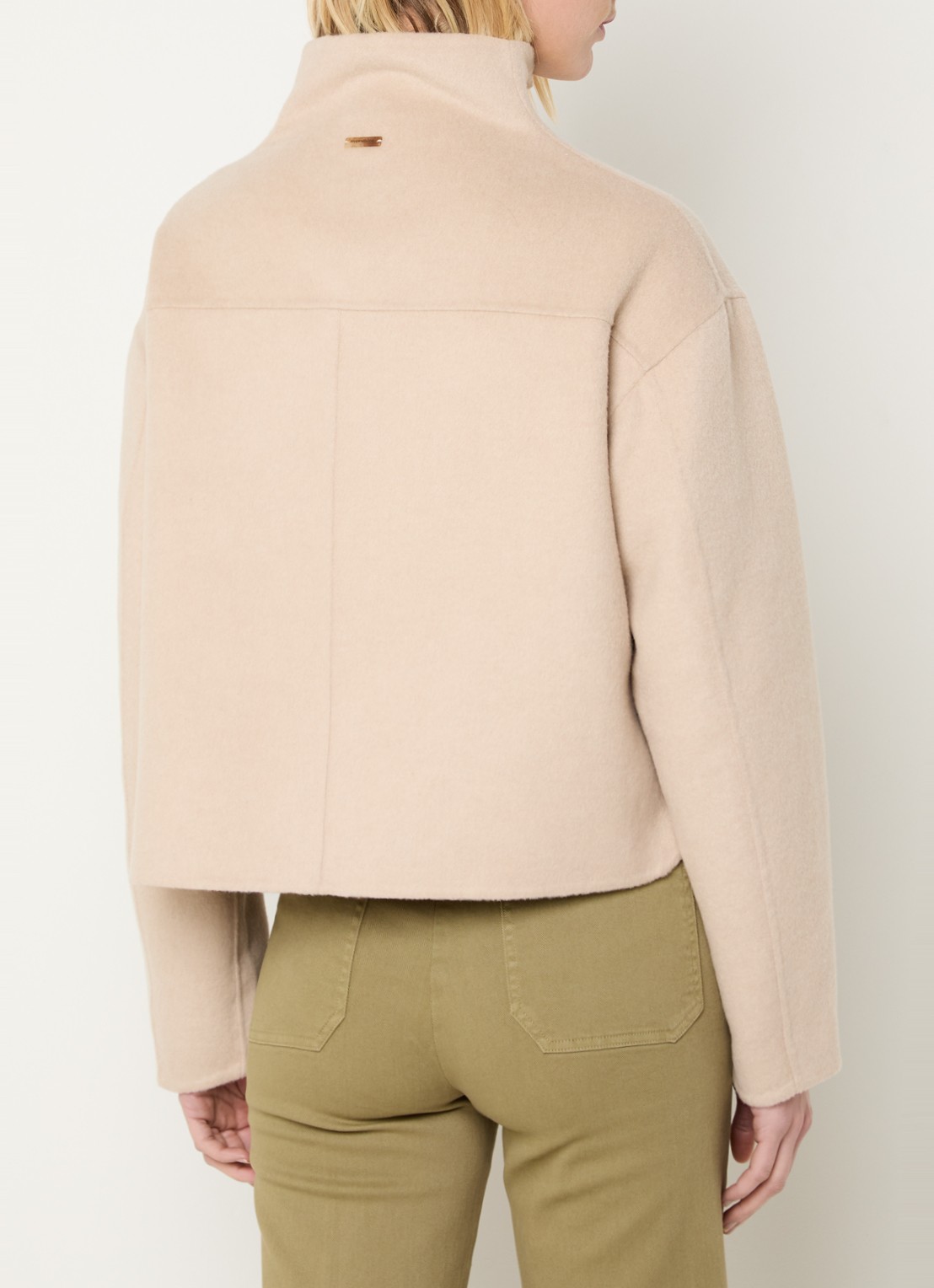 River Woods Jack in wolblend met opstaande kraag - achterkant 3 beige
