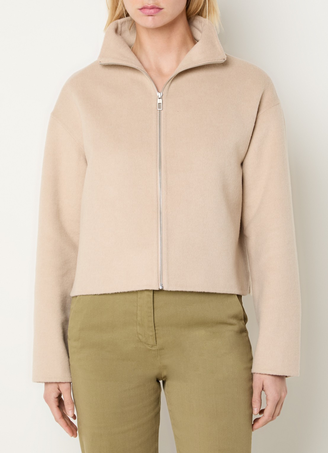 River Woods Jack in wolblend met opstaande kraag - detail 4 beige