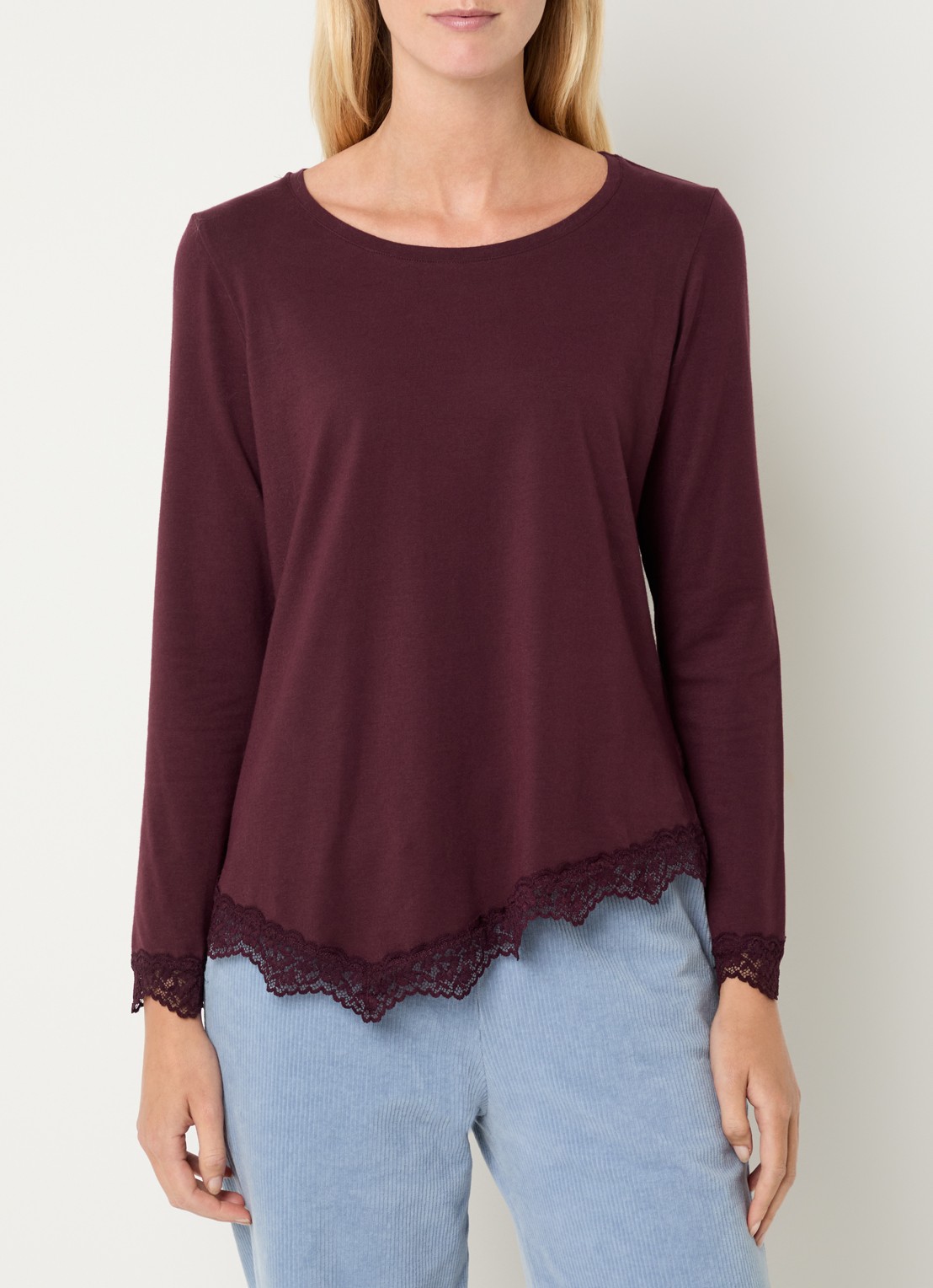 River Woods Longsleeve met details van kant - detail 4 bordeauxrood