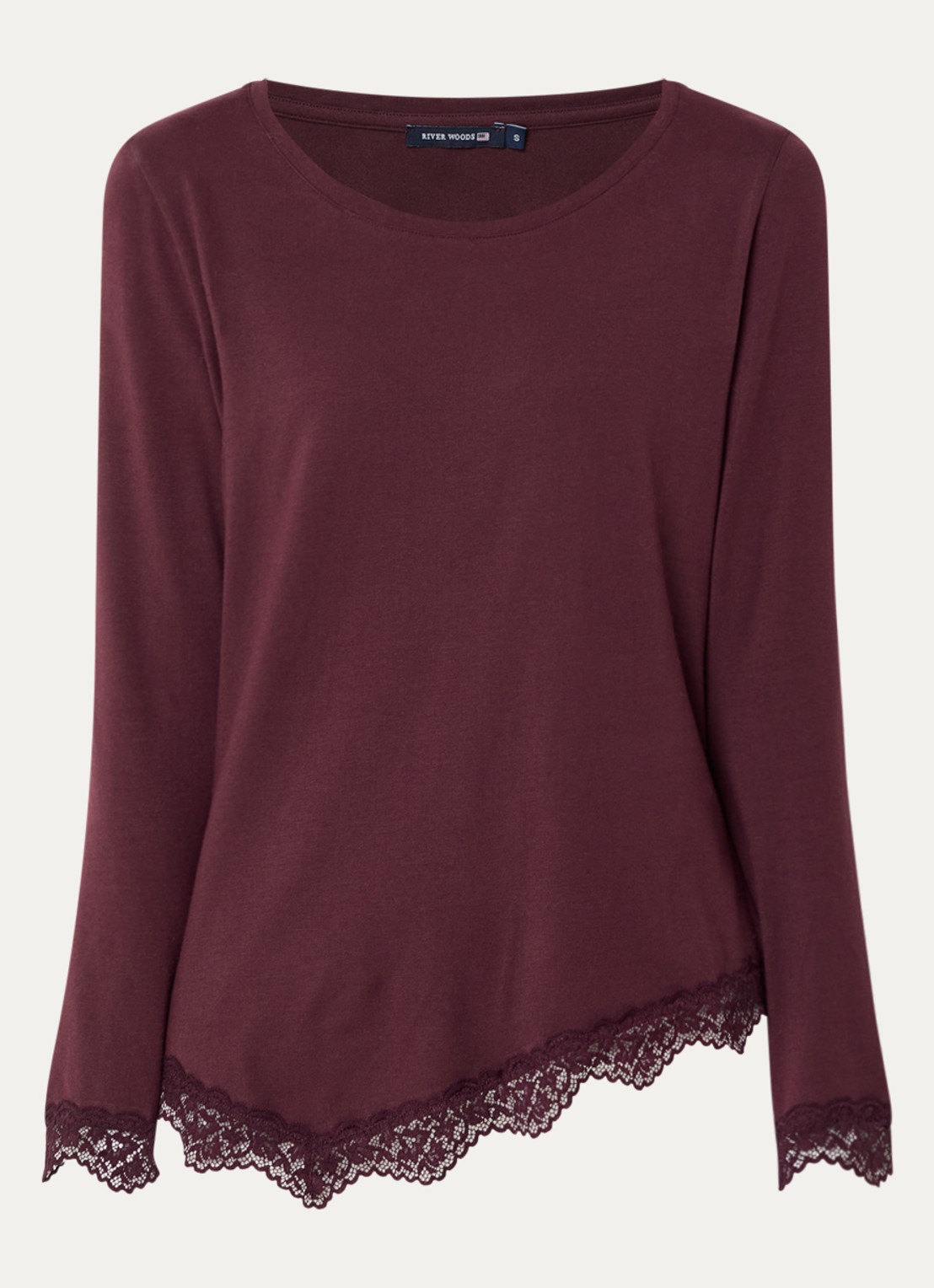 River Woods Longsleeve met details van kant - voorkant 2 bordeauxrood