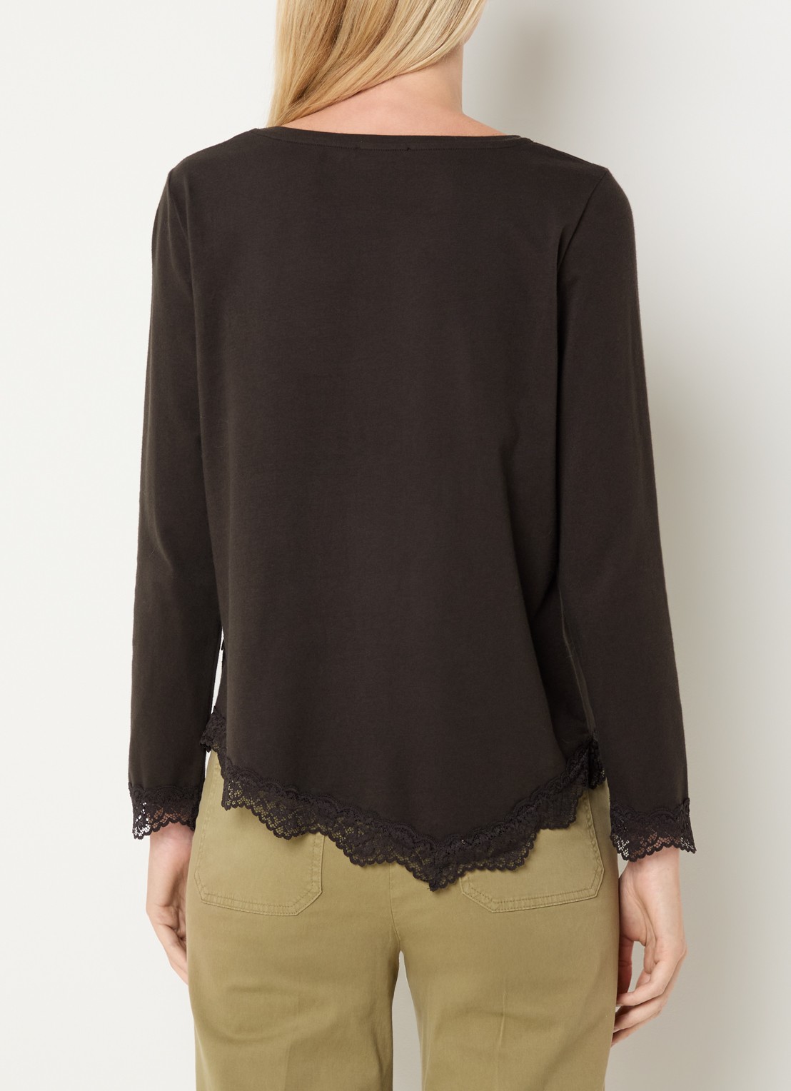 River Woods Longsleeve met details van kant - achterkant 4 donkerbruin