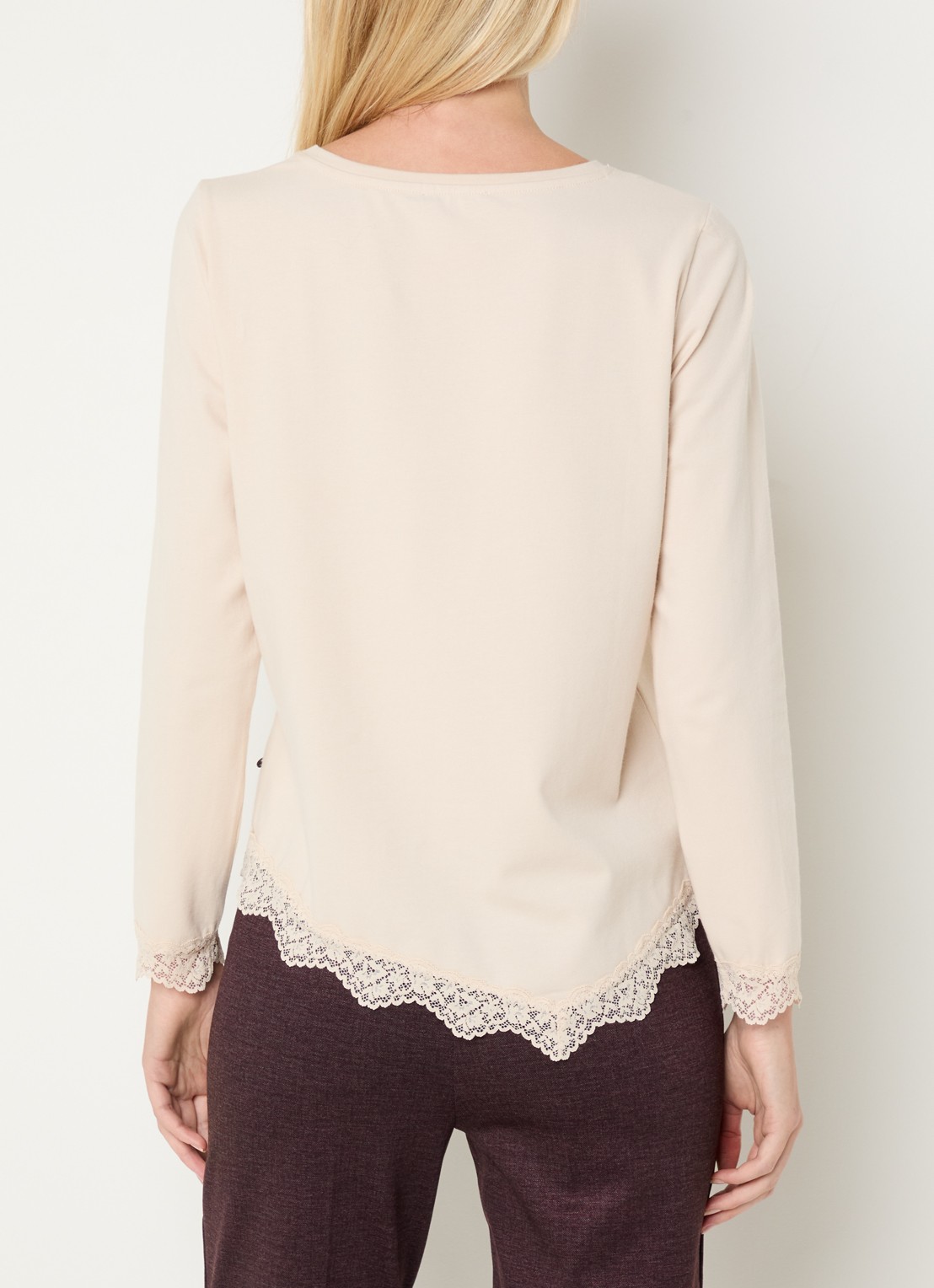 River Woods Longsleeve met details van kant - achterkant 4 donkerkhaki