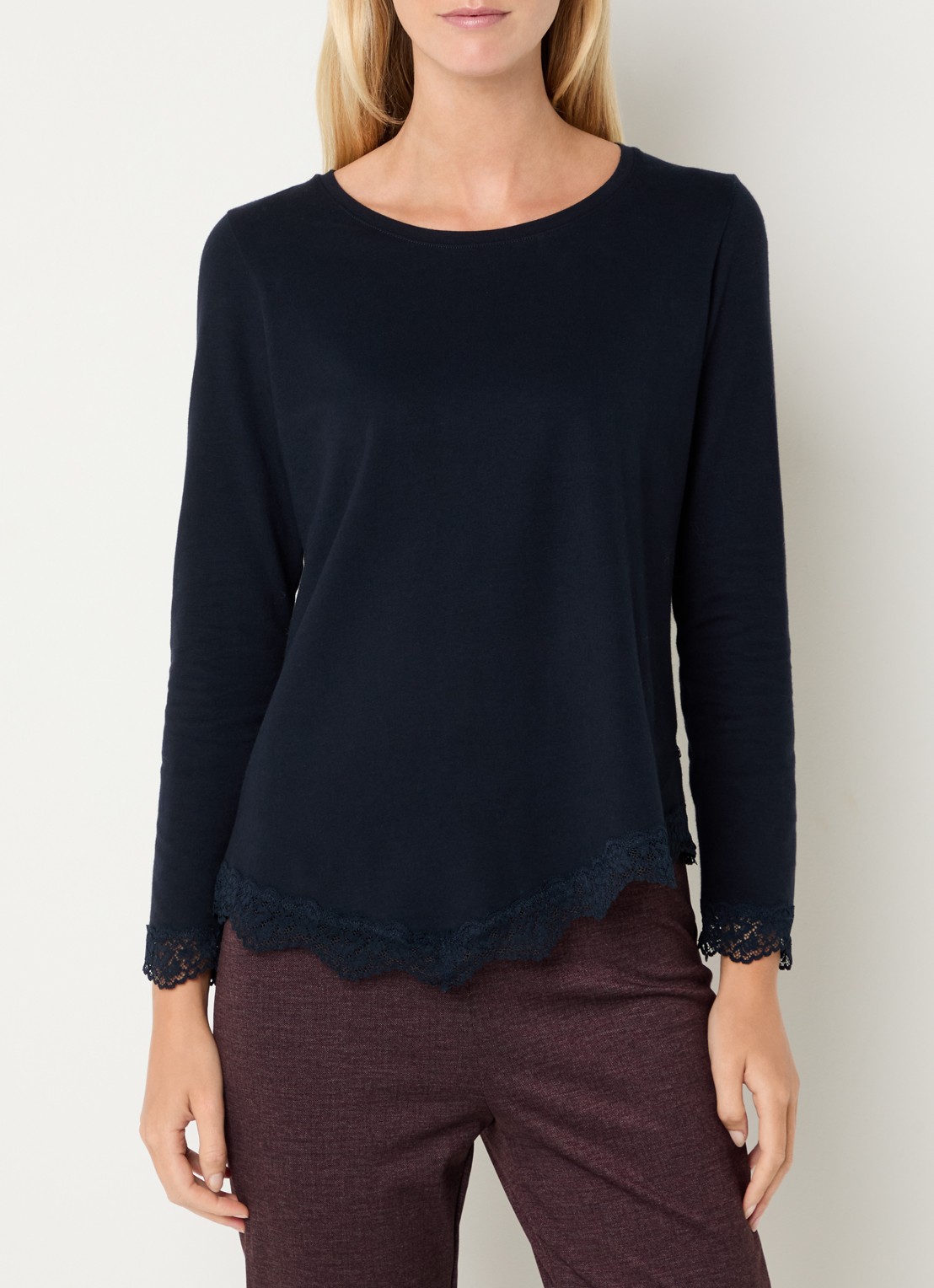 River Woods Longsleeve met details van kant - detail donkerblauw