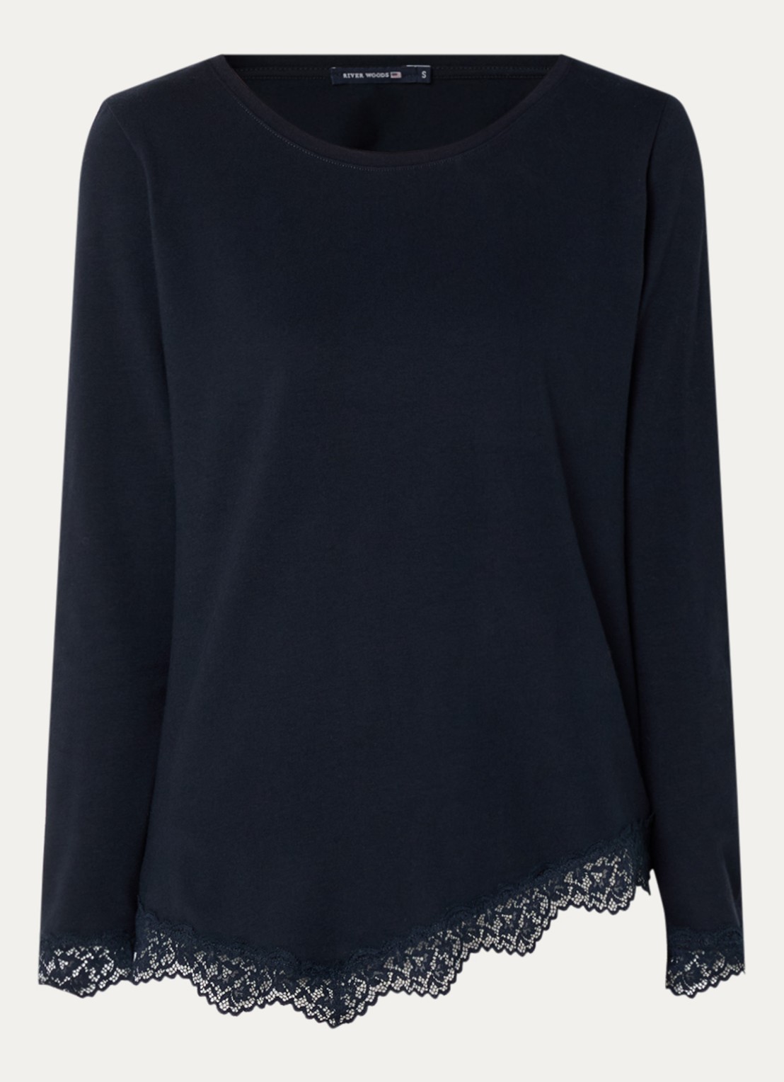 River Woods Longsleeve met details van kant - voorkant 2 donkerblauw