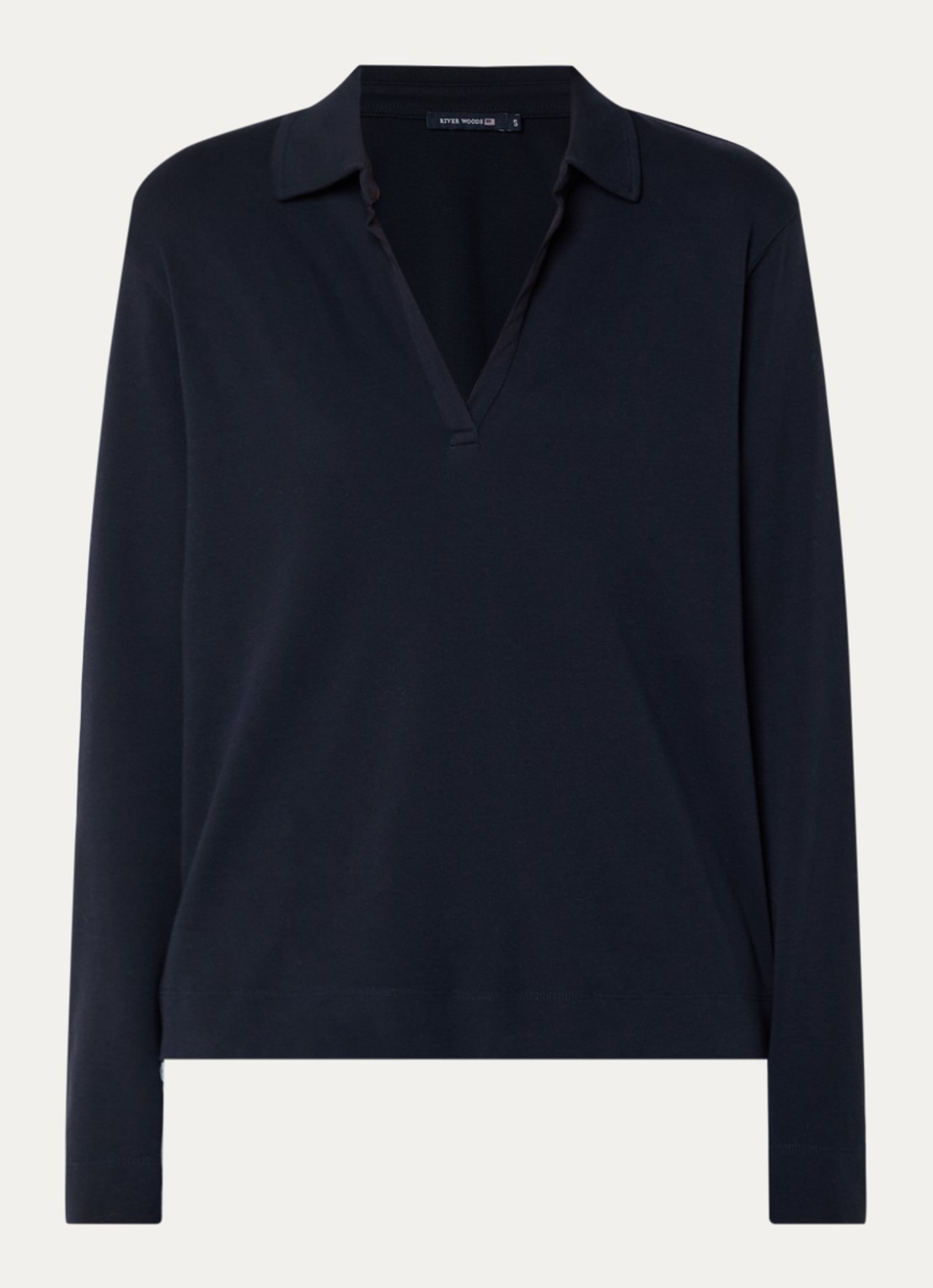 River Woods Longsleeve met polokraag - voorkant 2 donkerblauw