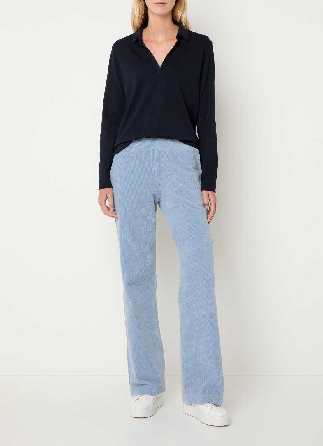 River Woods Longsleeve met polokraag - voorkant 3 donkerblauw