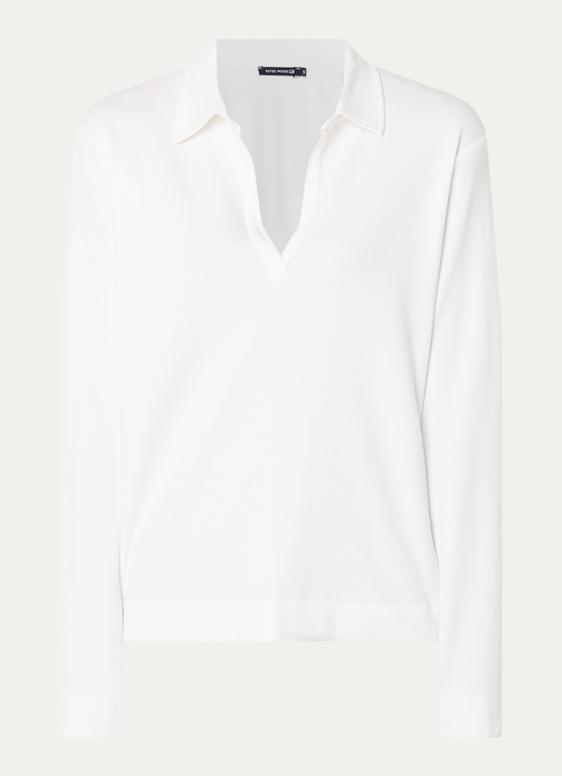 River Woods Longsleeve met polokraag - voorkant 2 wit