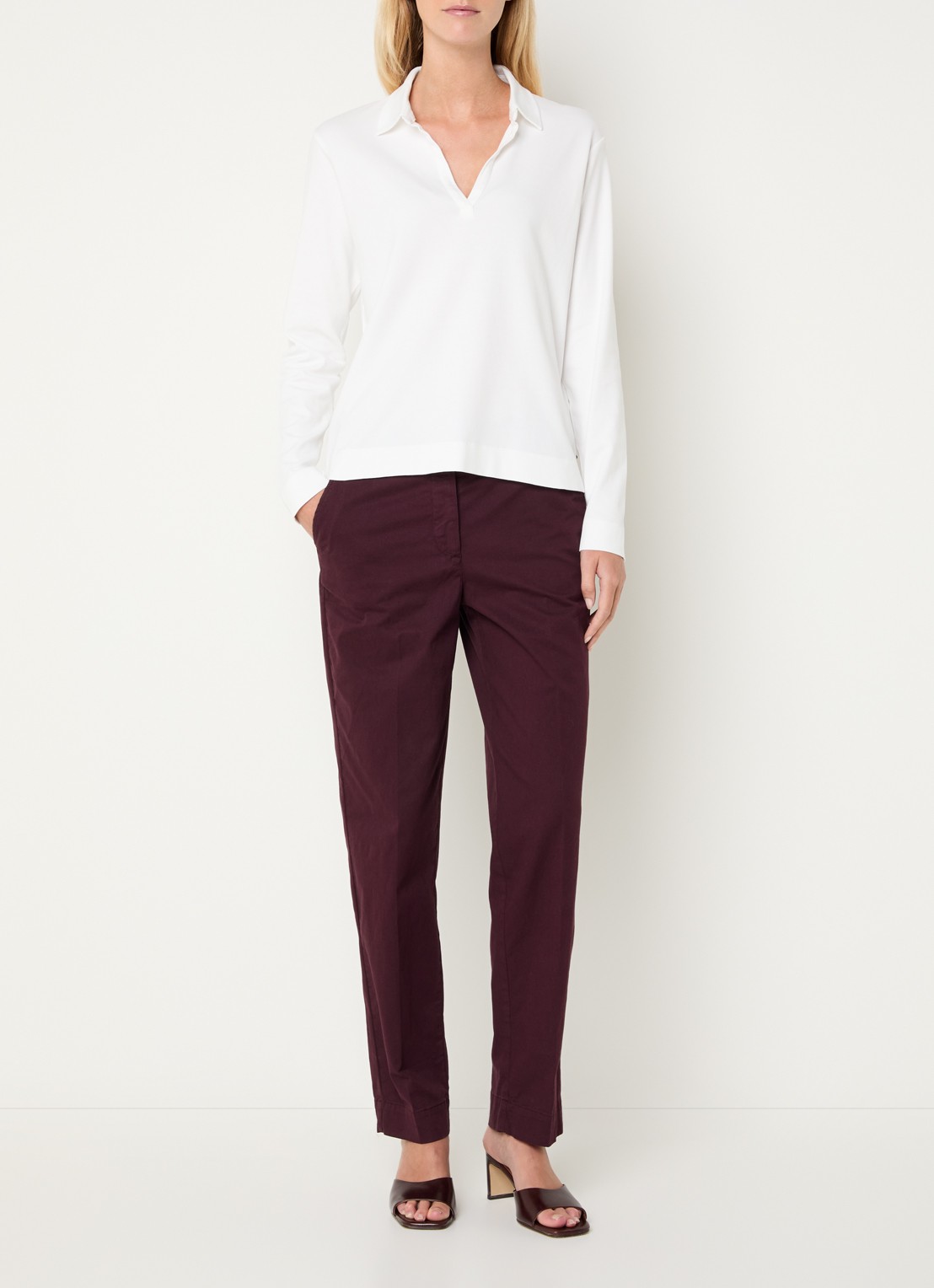 River Woods Longsleeve met polokraag - voorkant 3 wit