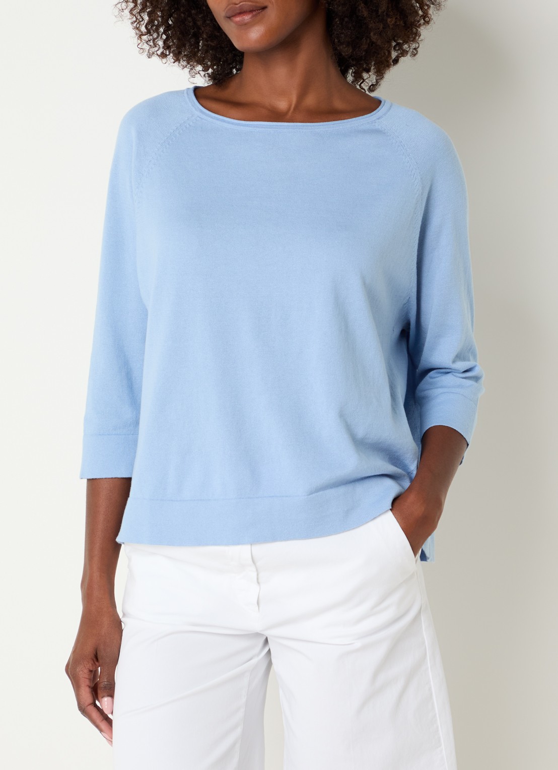 River Woods Longsleeve met ronde hals - detail 4 staalblauw