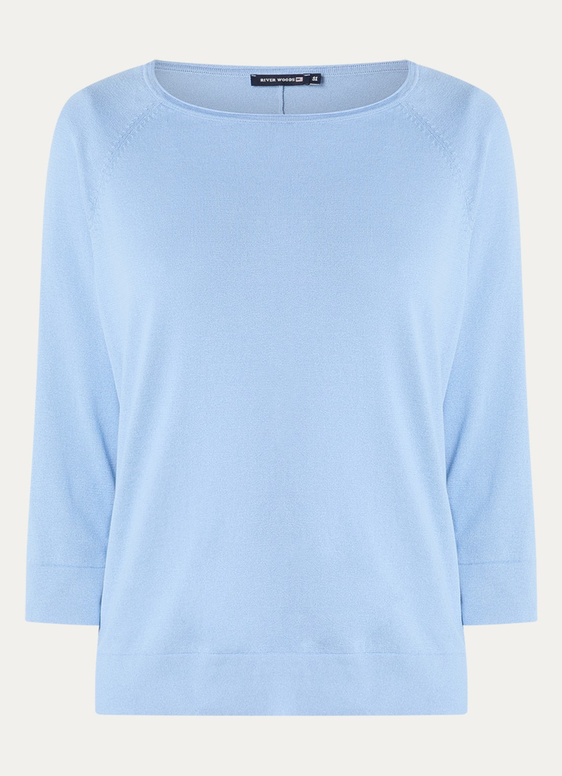 River Woods Longsleeve met ronde hals - voorkant 2 staalblauw