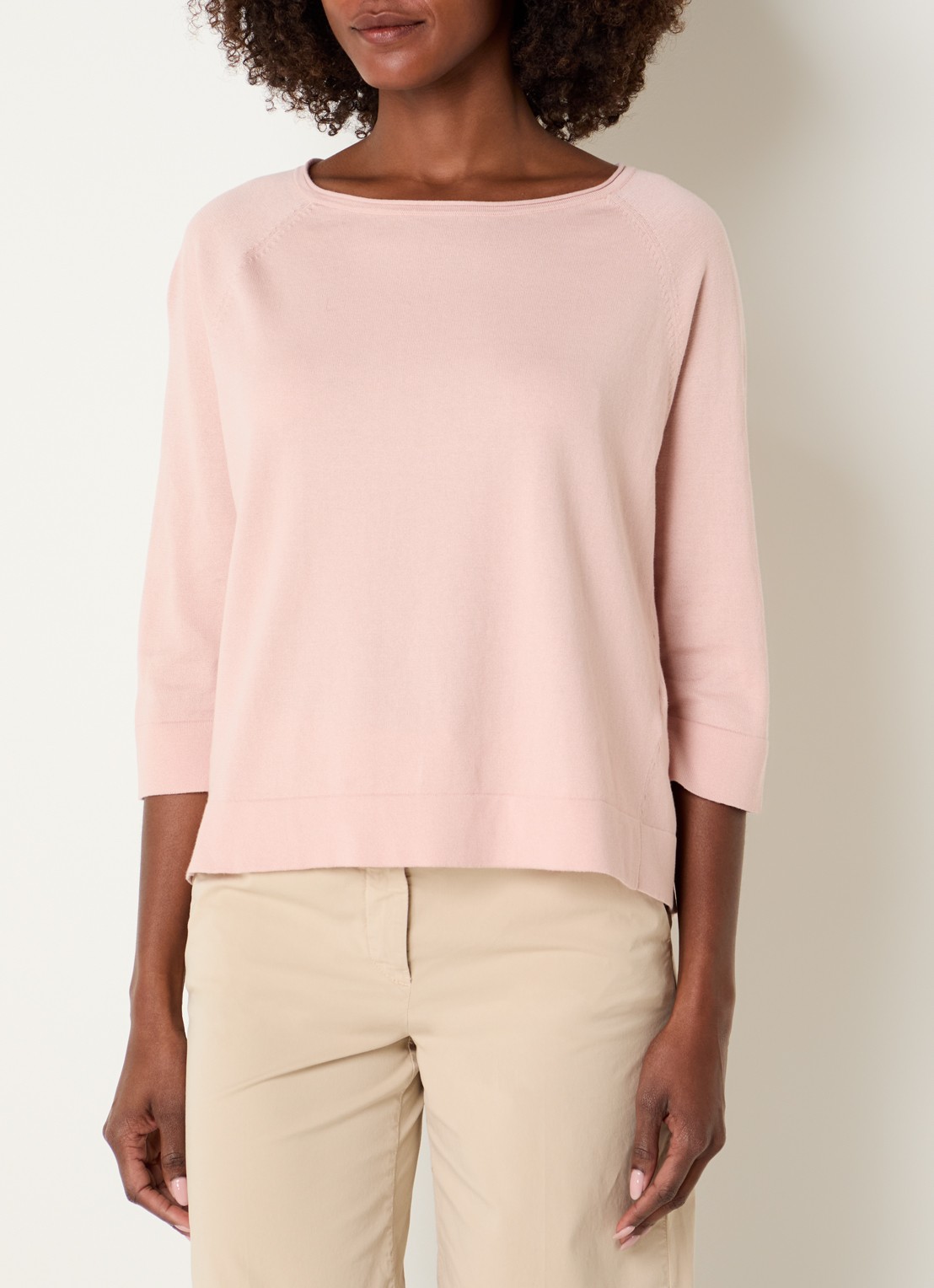 River Woods Longsleeve met ronde hals - detail 4 zalmroze
