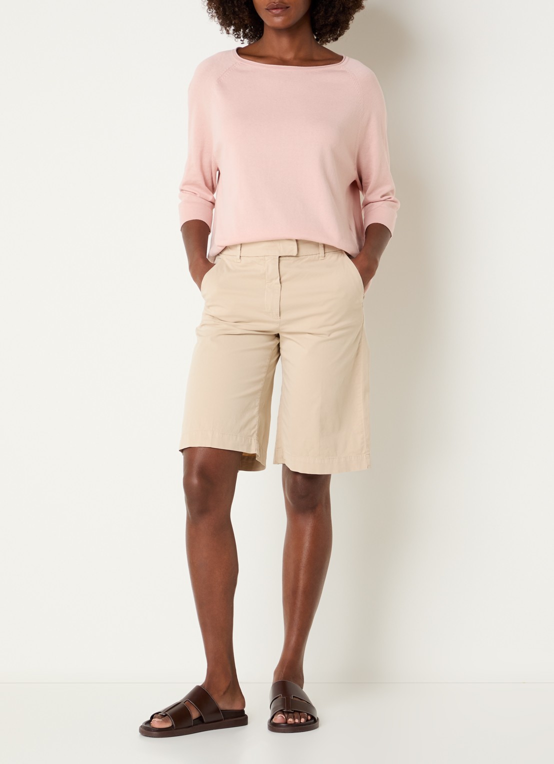 River Woods Longsleeve met ronde hals - voorkant 2 zalmroze