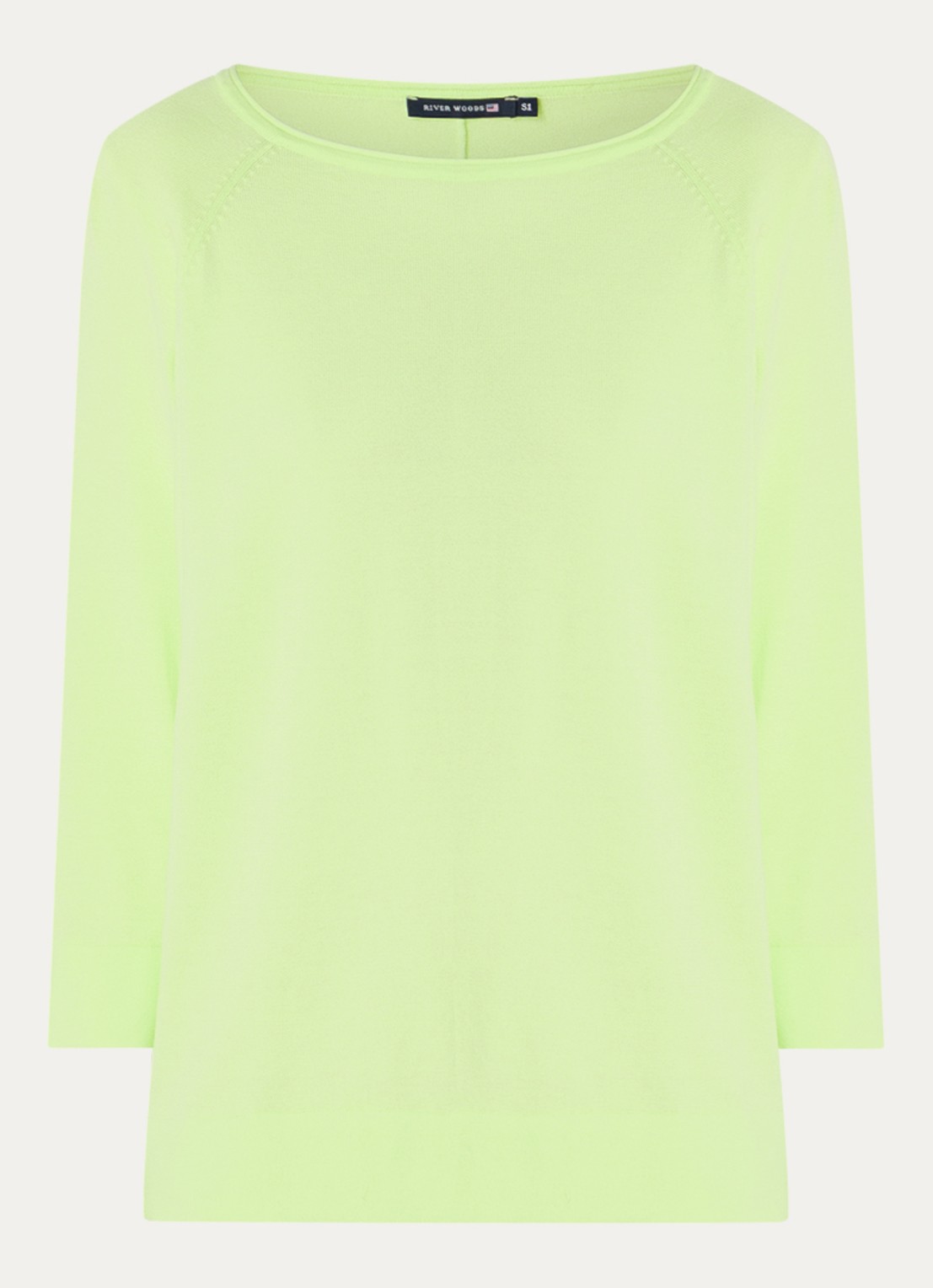 River Woods Longsleeve met ronde hals - voorkant felgroen
