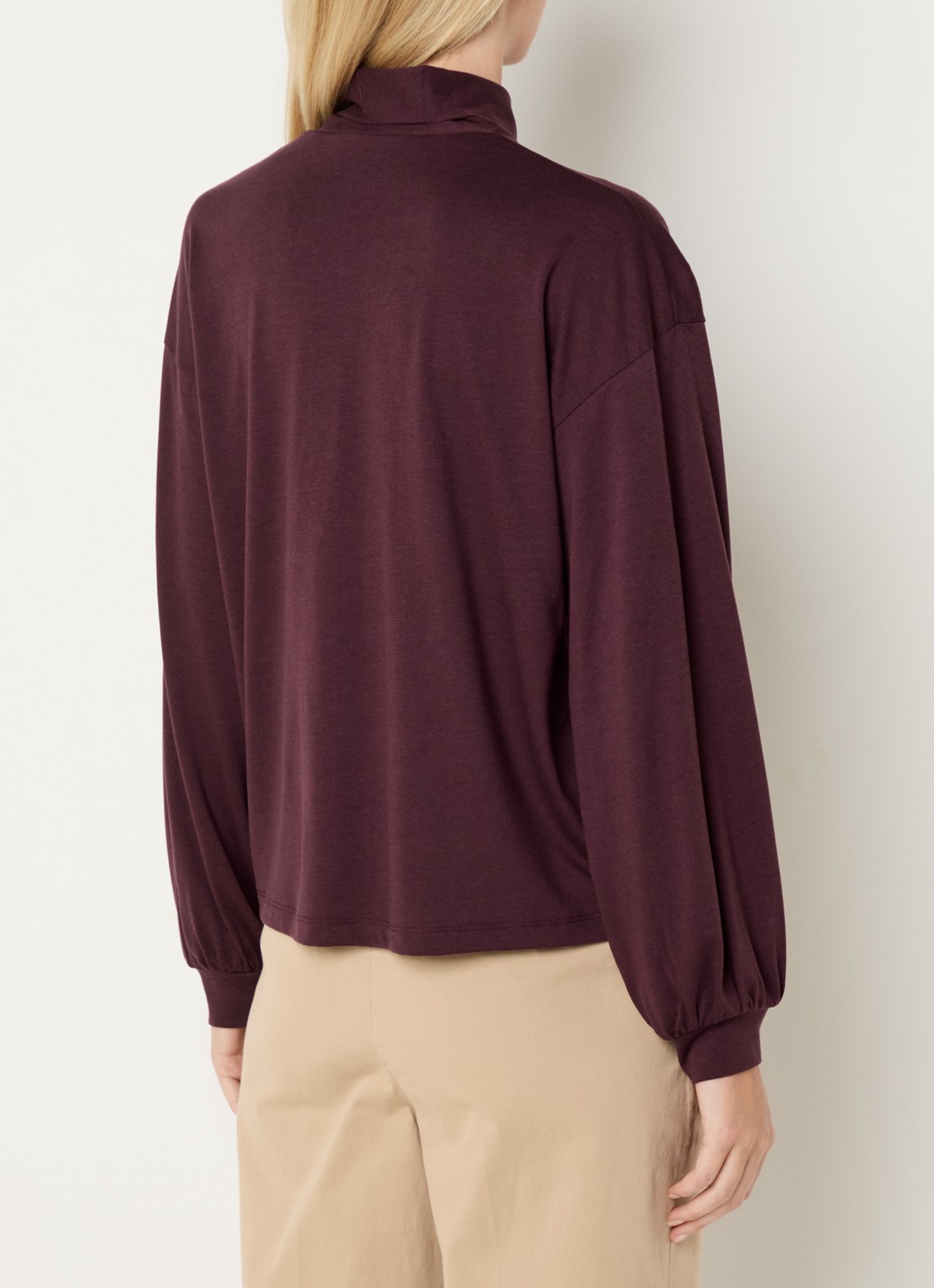 River Woods Longsleeve met sjaalkraag - achterkant 4 bordeauxrood