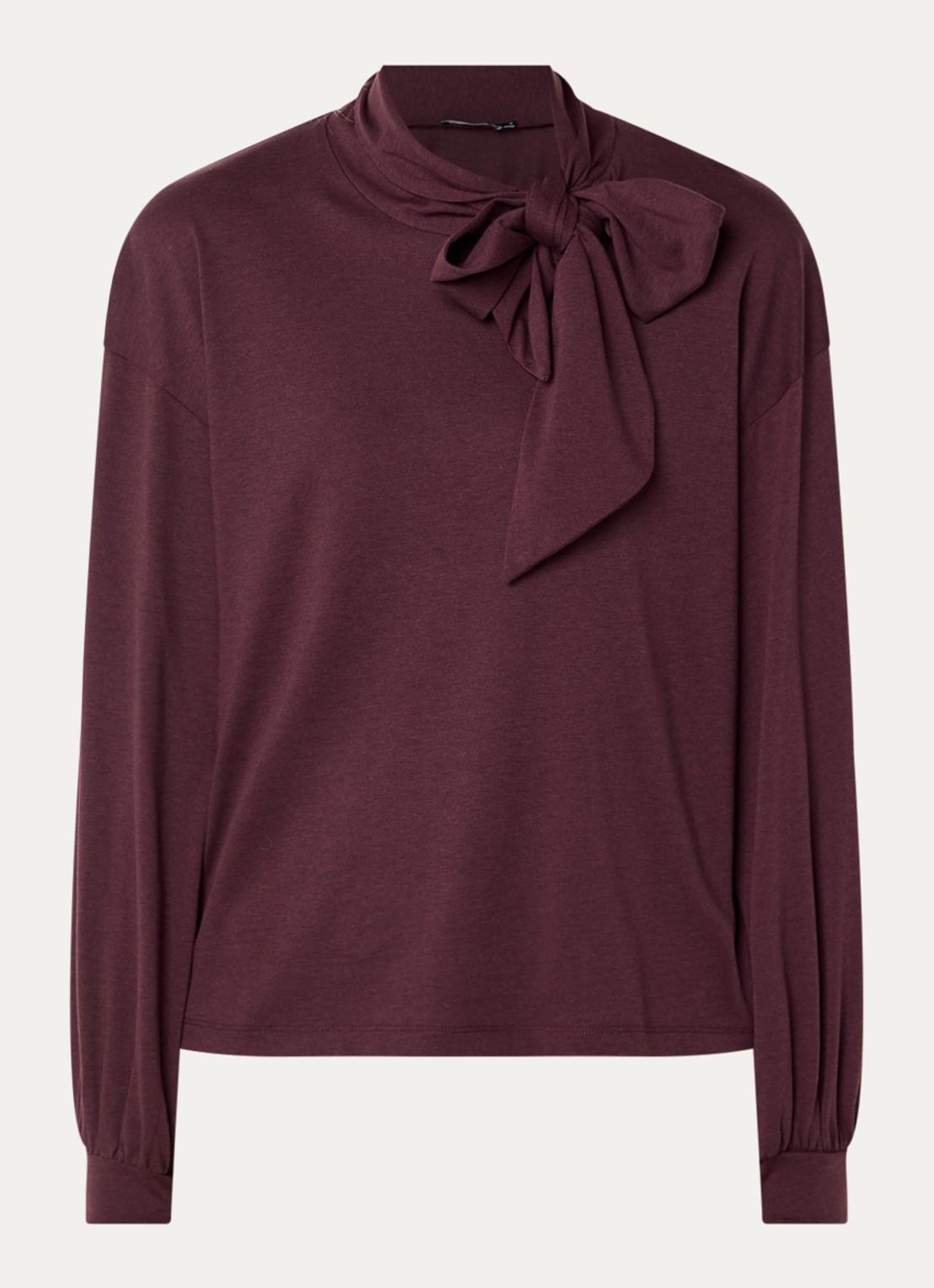 River Woods Longsleeve met sjaalkraag - voorkant 2 bordeauxrood