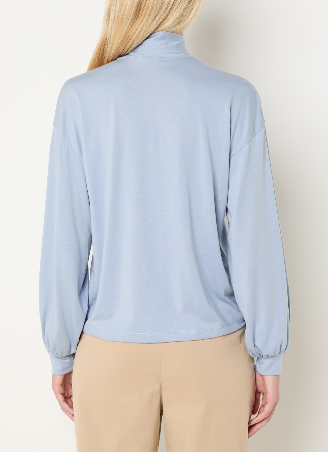 River Woods Longsleeve met sjaalkraag - achterkant lichtblauw