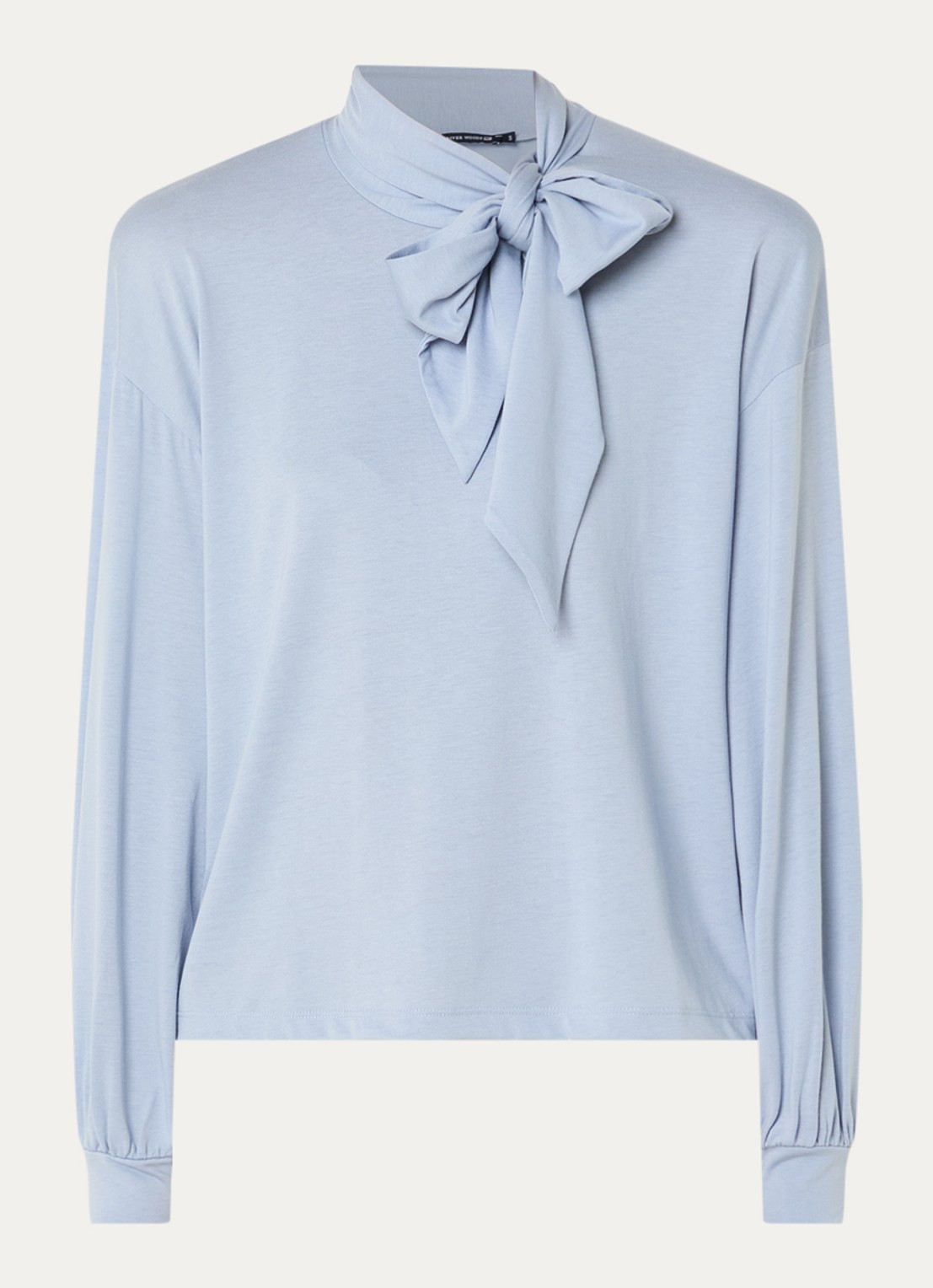 River Woods Longsleeve met sjaalkraag - voorkant 2 lichtblauw
