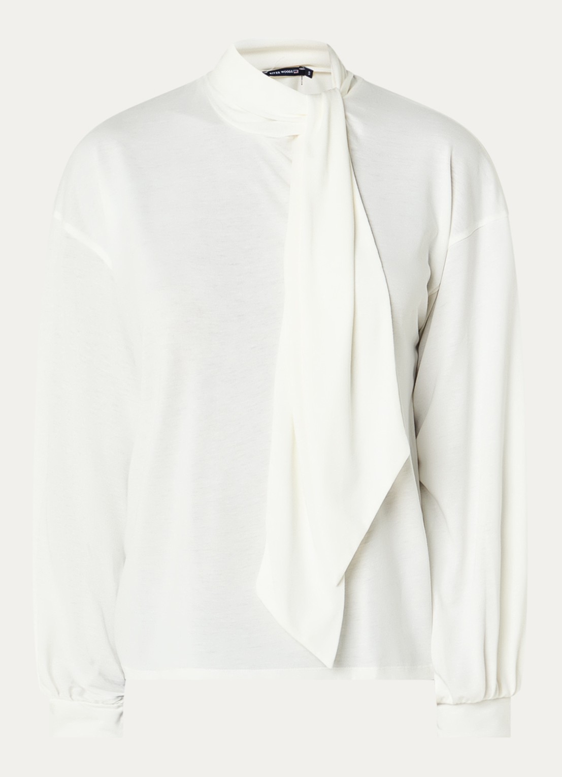 River Woods Longsleeve met sjaalkraag - voorkant 2 gebroken wit