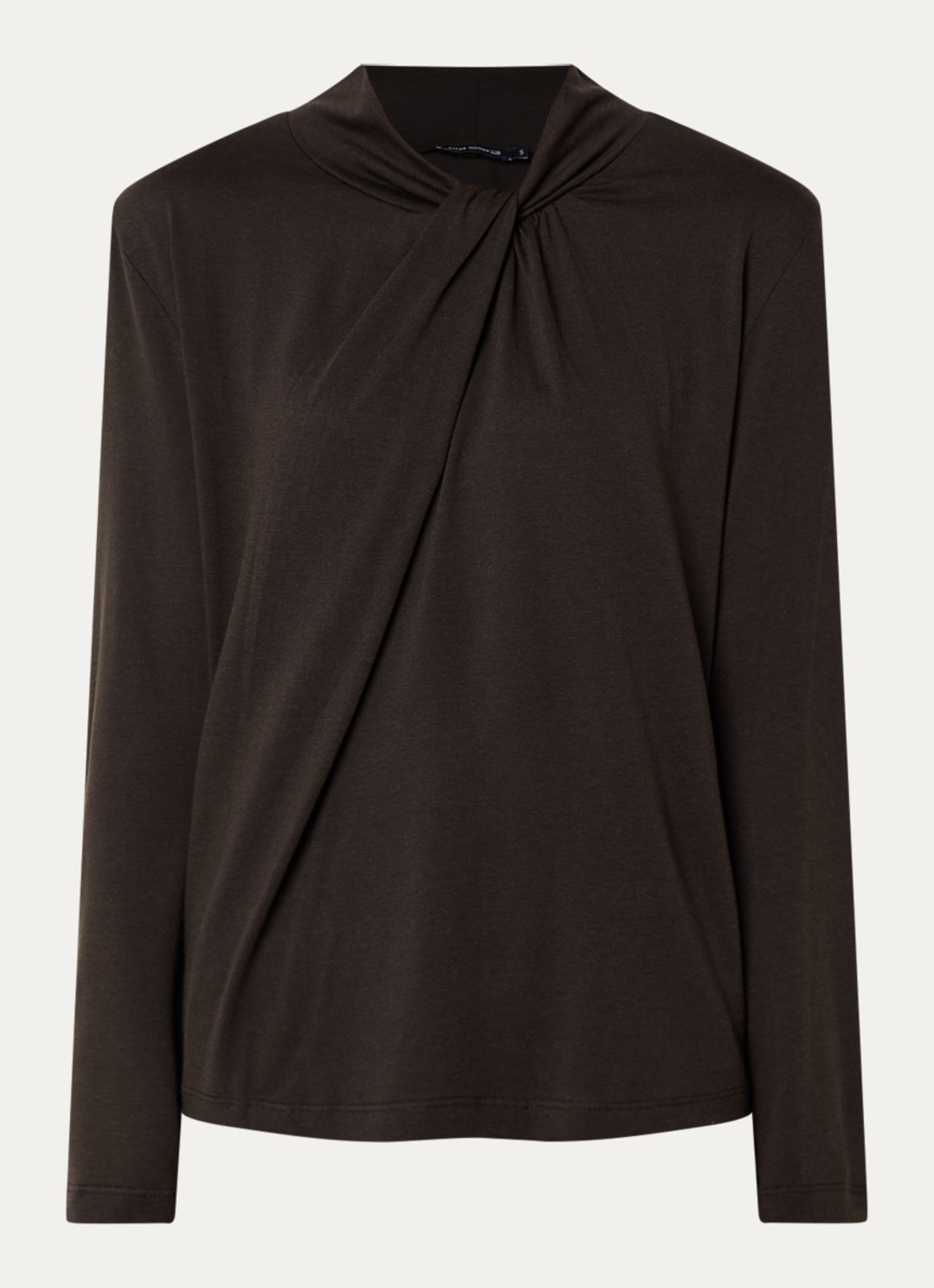 River Woods Longsleeve met sjaalkraag - voorkant 3 donkerbruin