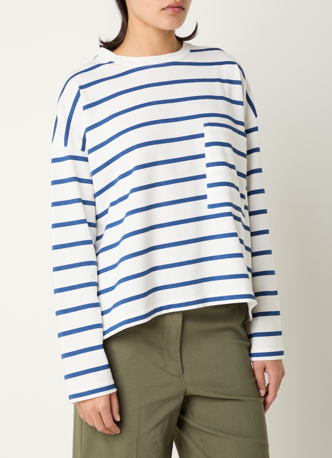 River Woods Longsleeve met streepprint - detail 2 indigo