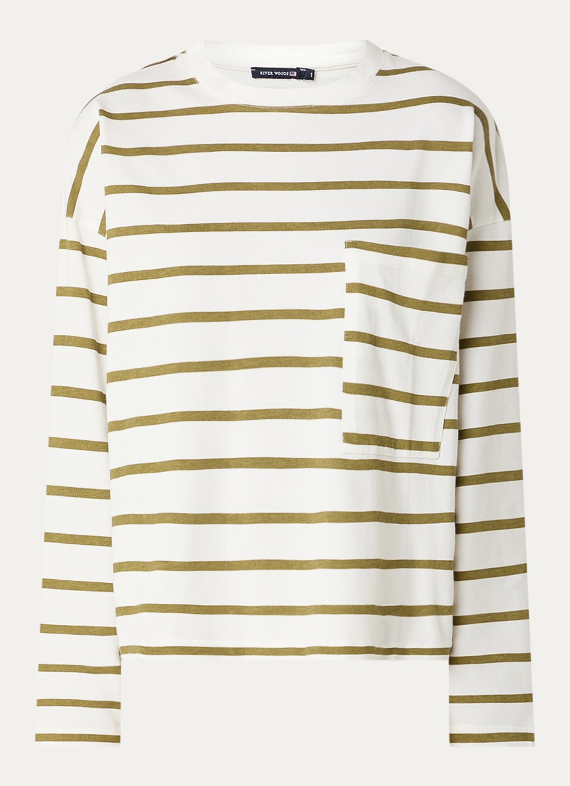 River Woods Longsleeve met streepprint - voorkant 3 mosgroen