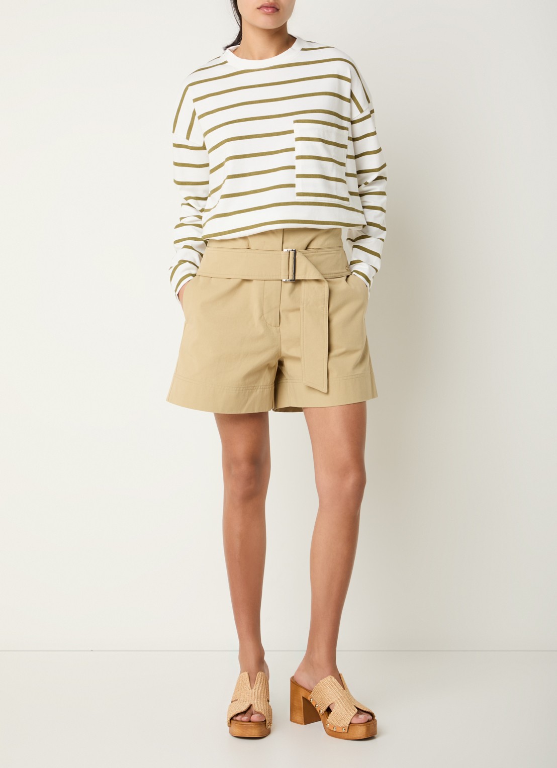 River Woods Longsleeve met streepprint - voorkant 4 mosgroen