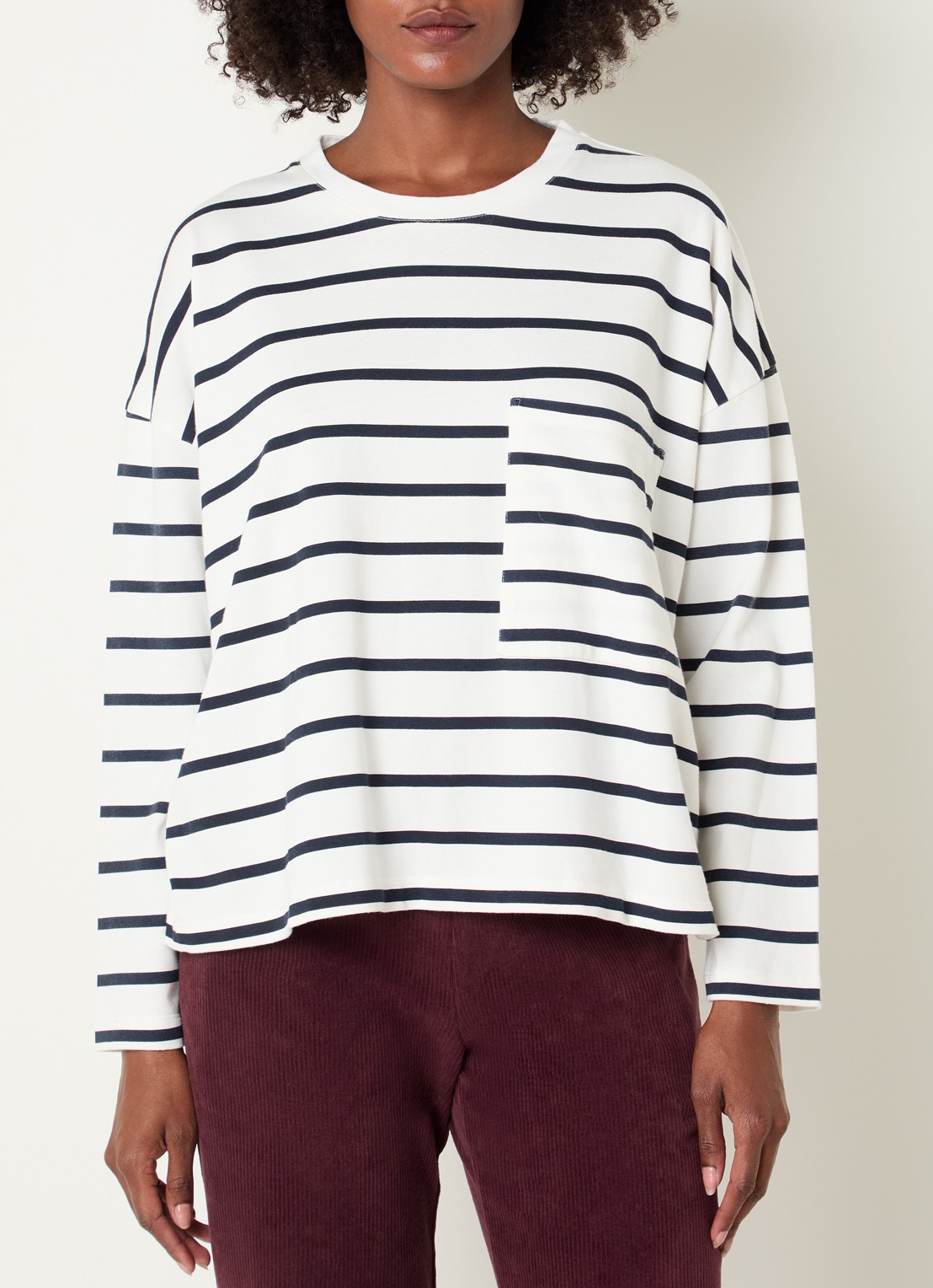 River Woods Longsleeve met streepprint - detail blauw