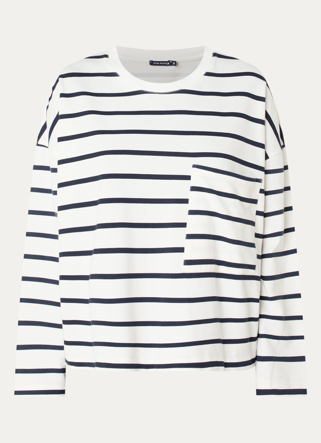 River Woods Longsleeve met streepprint - voorkant 2 blauw