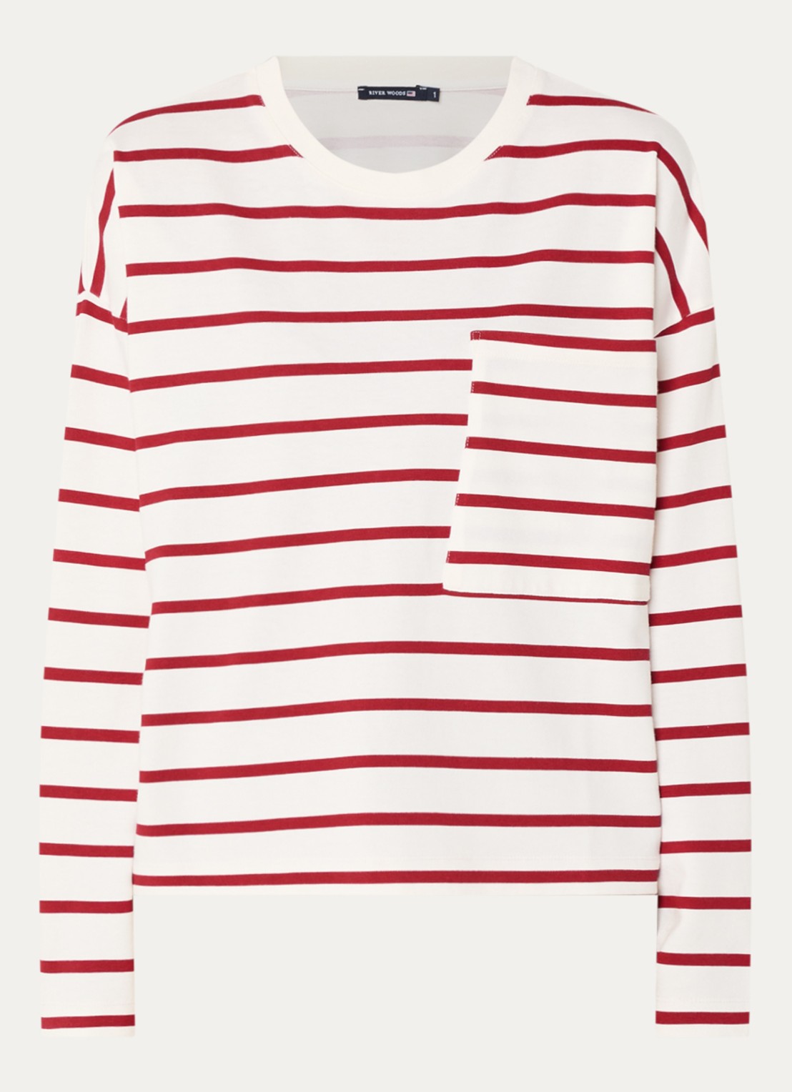 River Woods Longsleeve met streepprint - voorkant 3 rood
