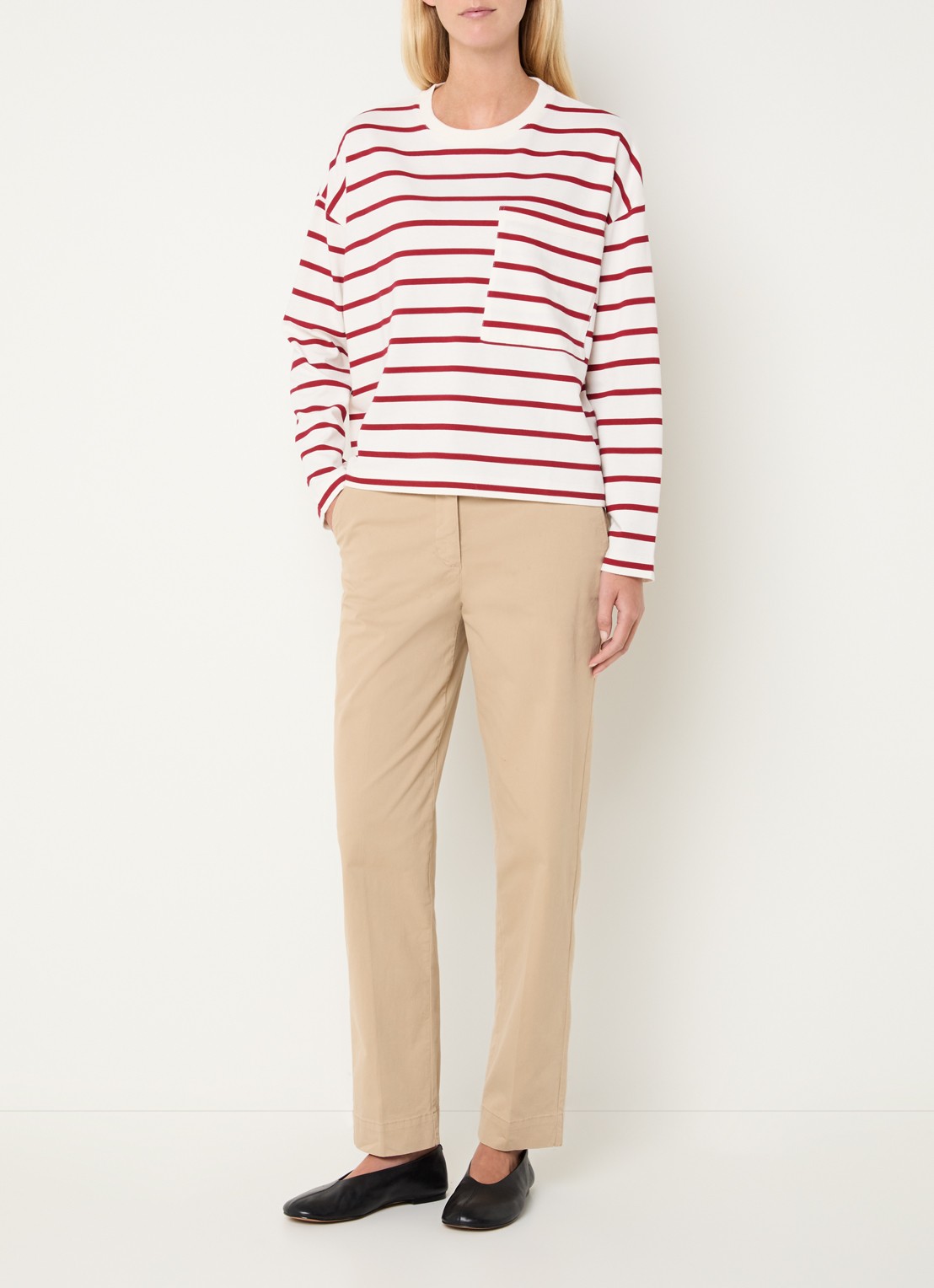 River Woods Longsleeve met streepprint - voorkant 4 rood