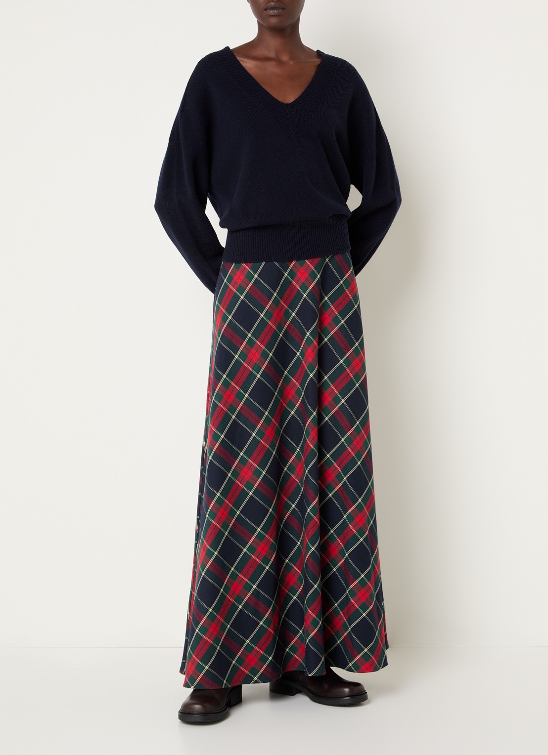 River Woods Maxi rok met ruitdessin - voorkant 3 rood