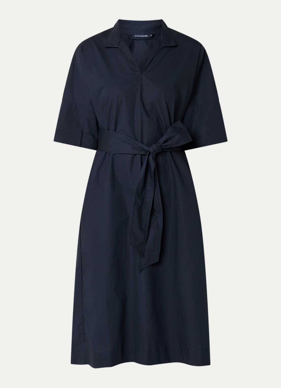 River Woods Maxi tuniekjurk met strikceintuur - voorkant 2 donkerblauw